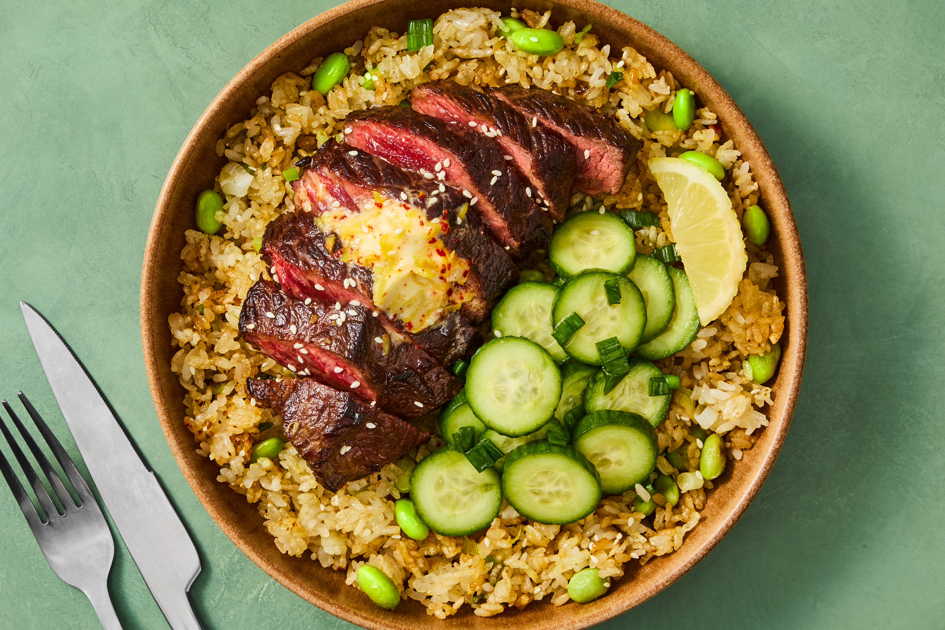 Soy Sirloin Steak & Sesame Fried Rice