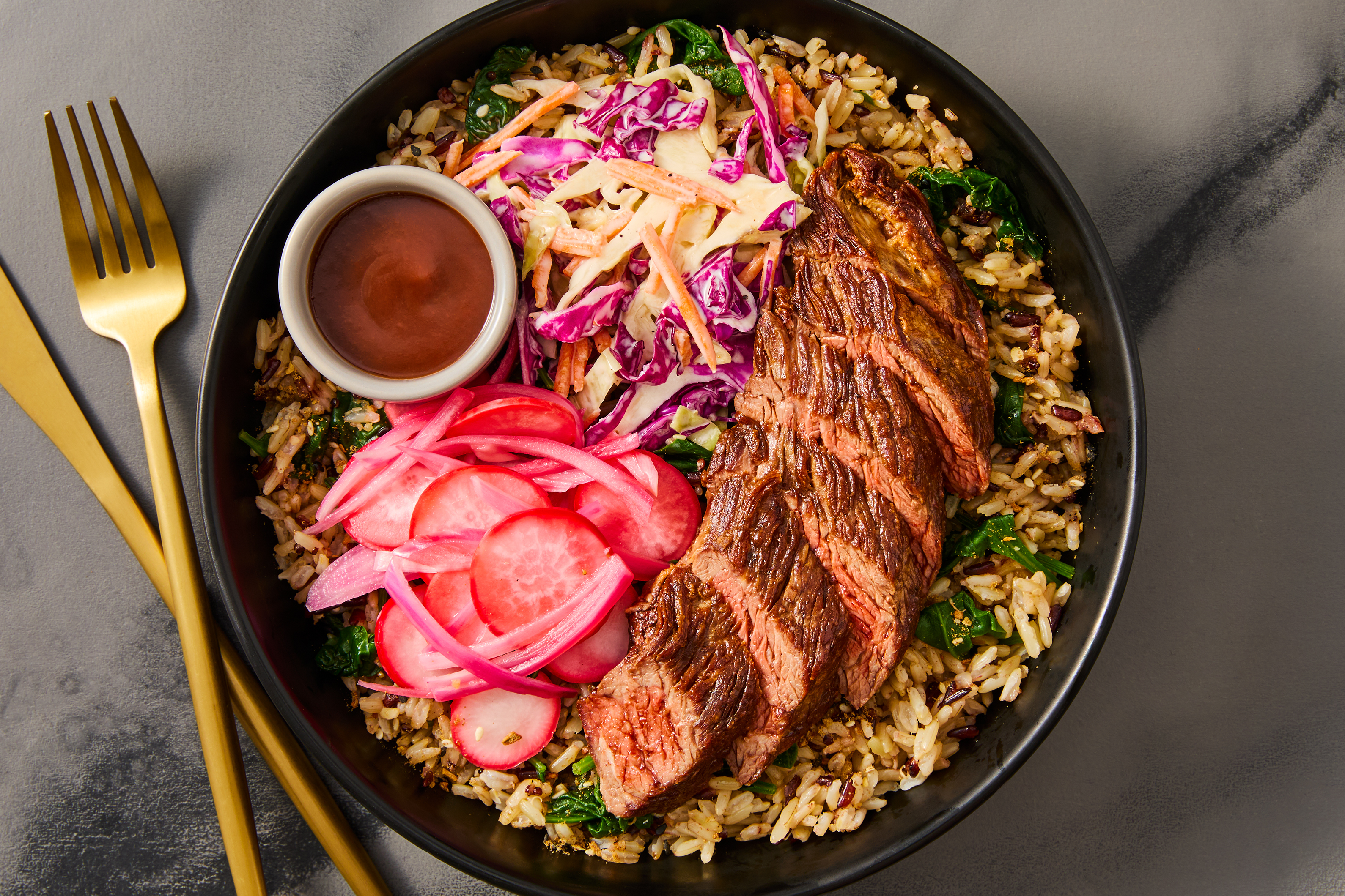 Umami Ginger Steak & Grain Bowls