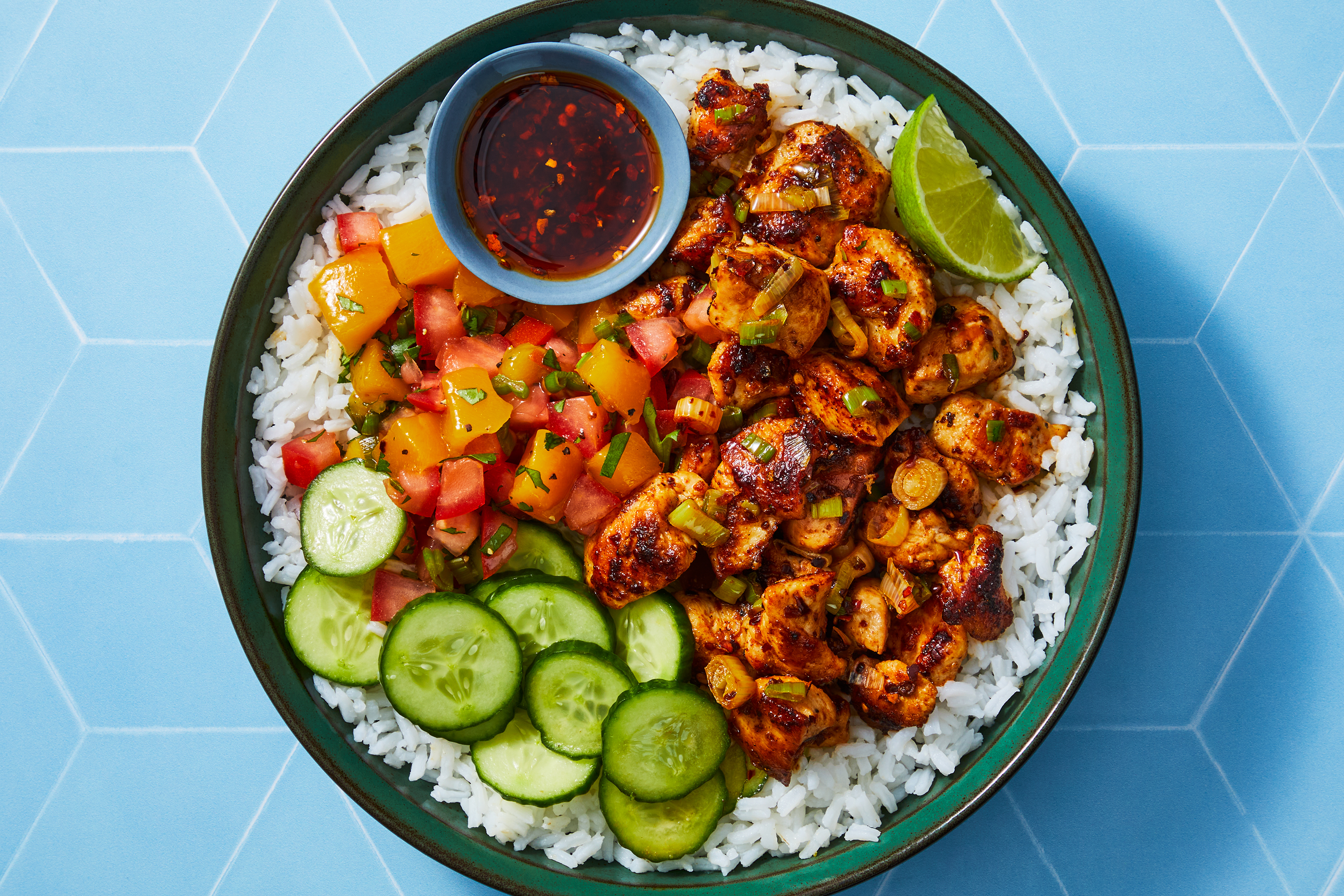 Buttery Chili Crisp Chicken & Rice Bowls