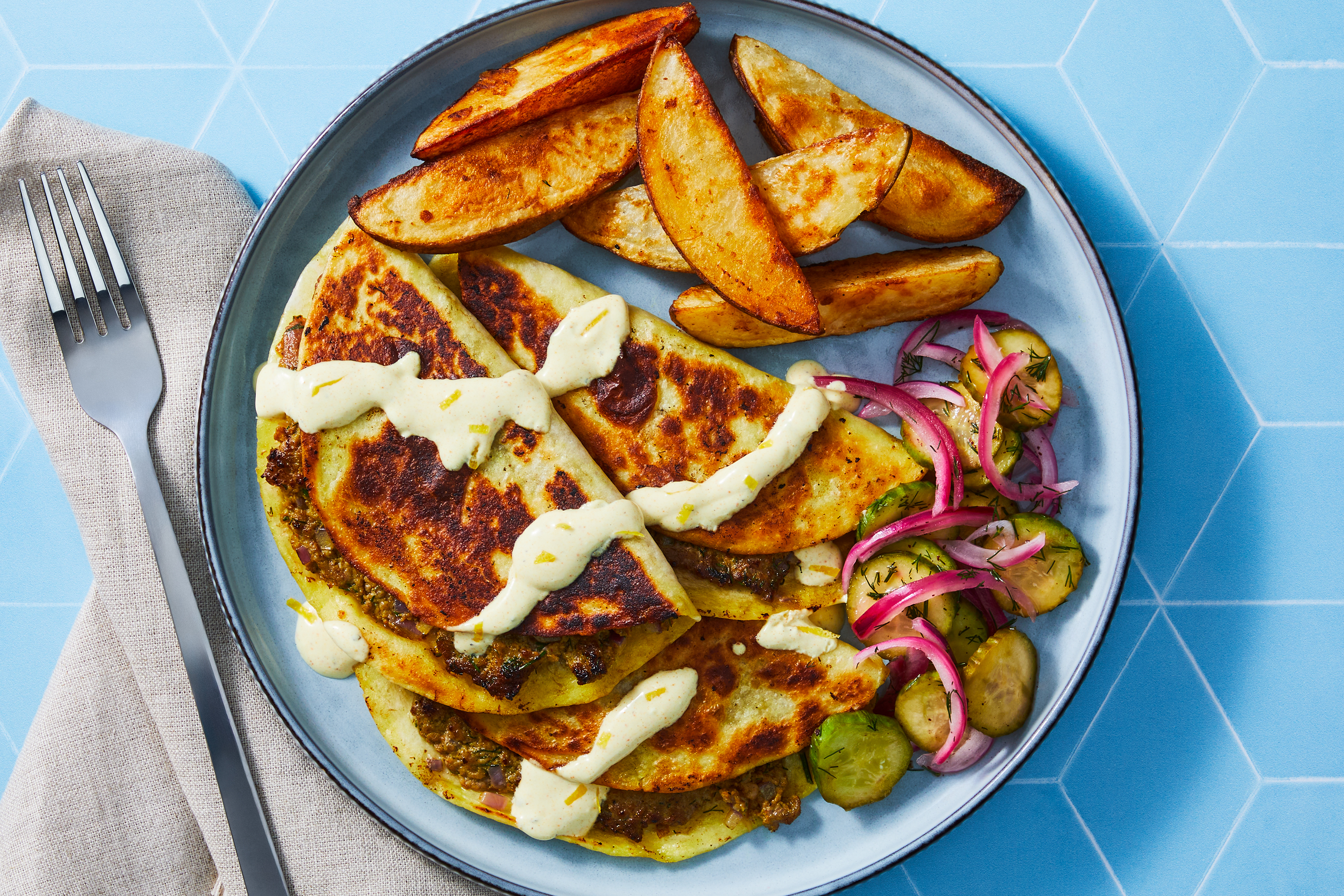 Baked Kofta-Style Beef Tacos & Sumac Pickles