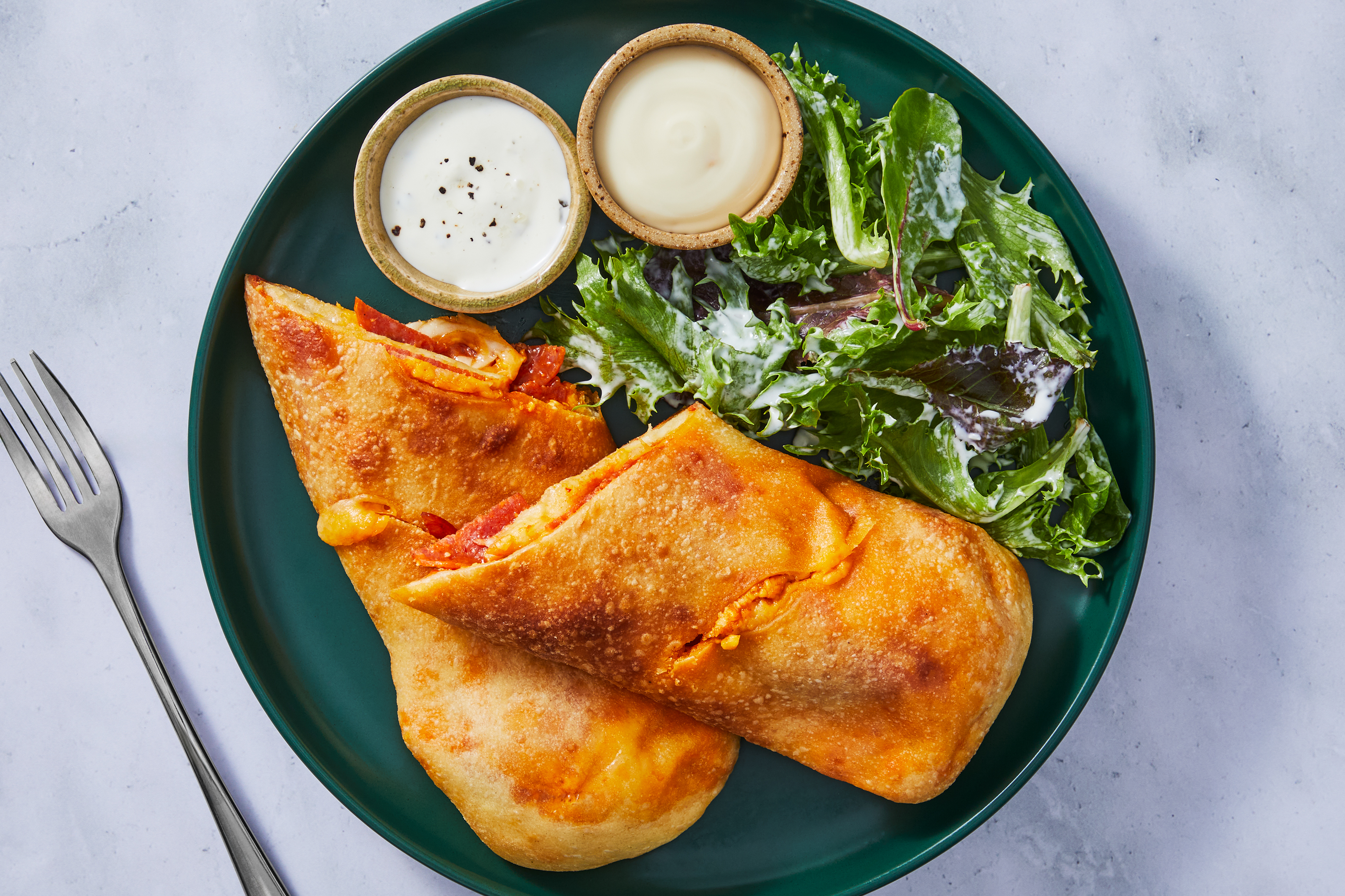 Cheesy Buffalo Pepperoni Strombolis