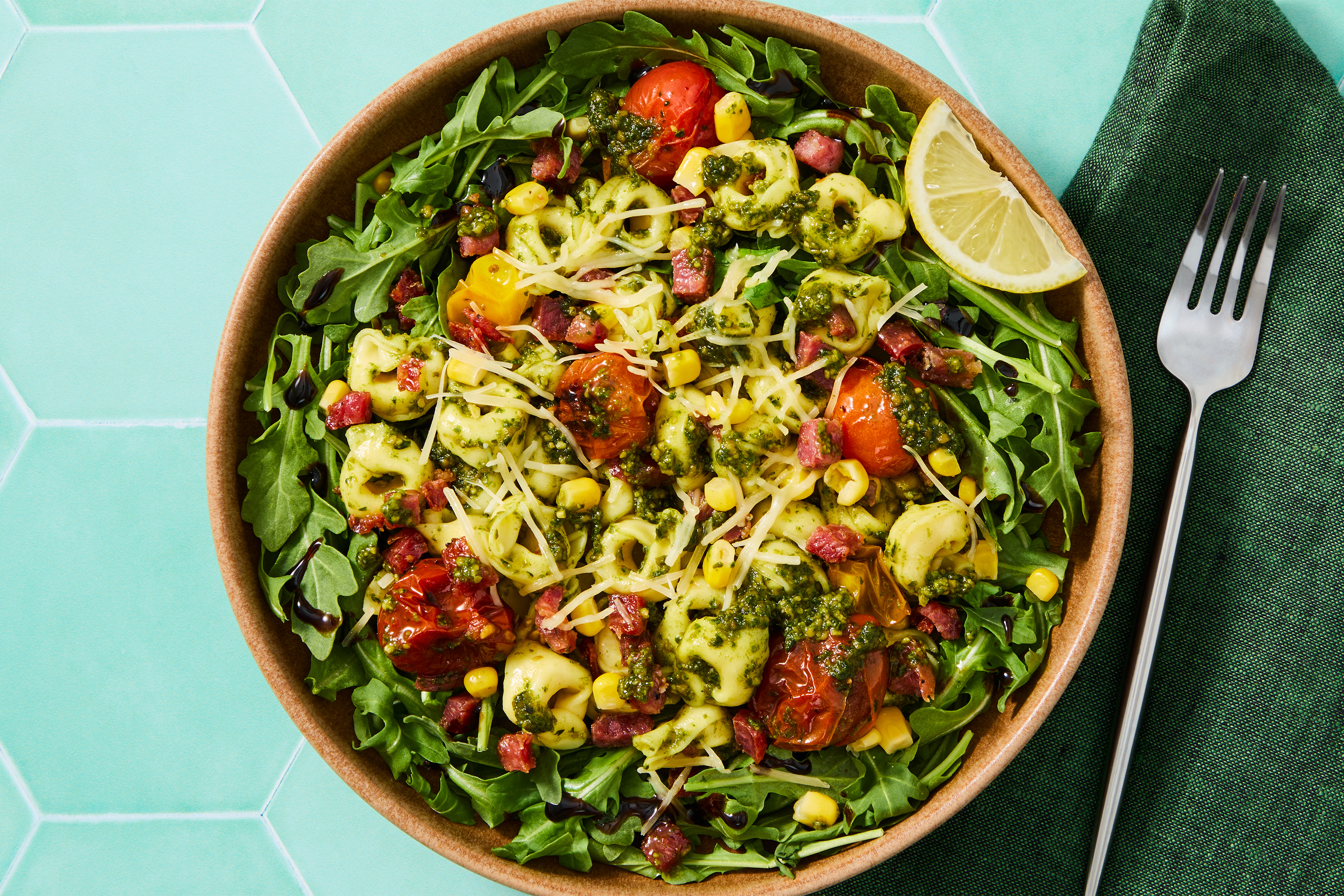 Low-Lift Pesto Tortelloni with Salami
