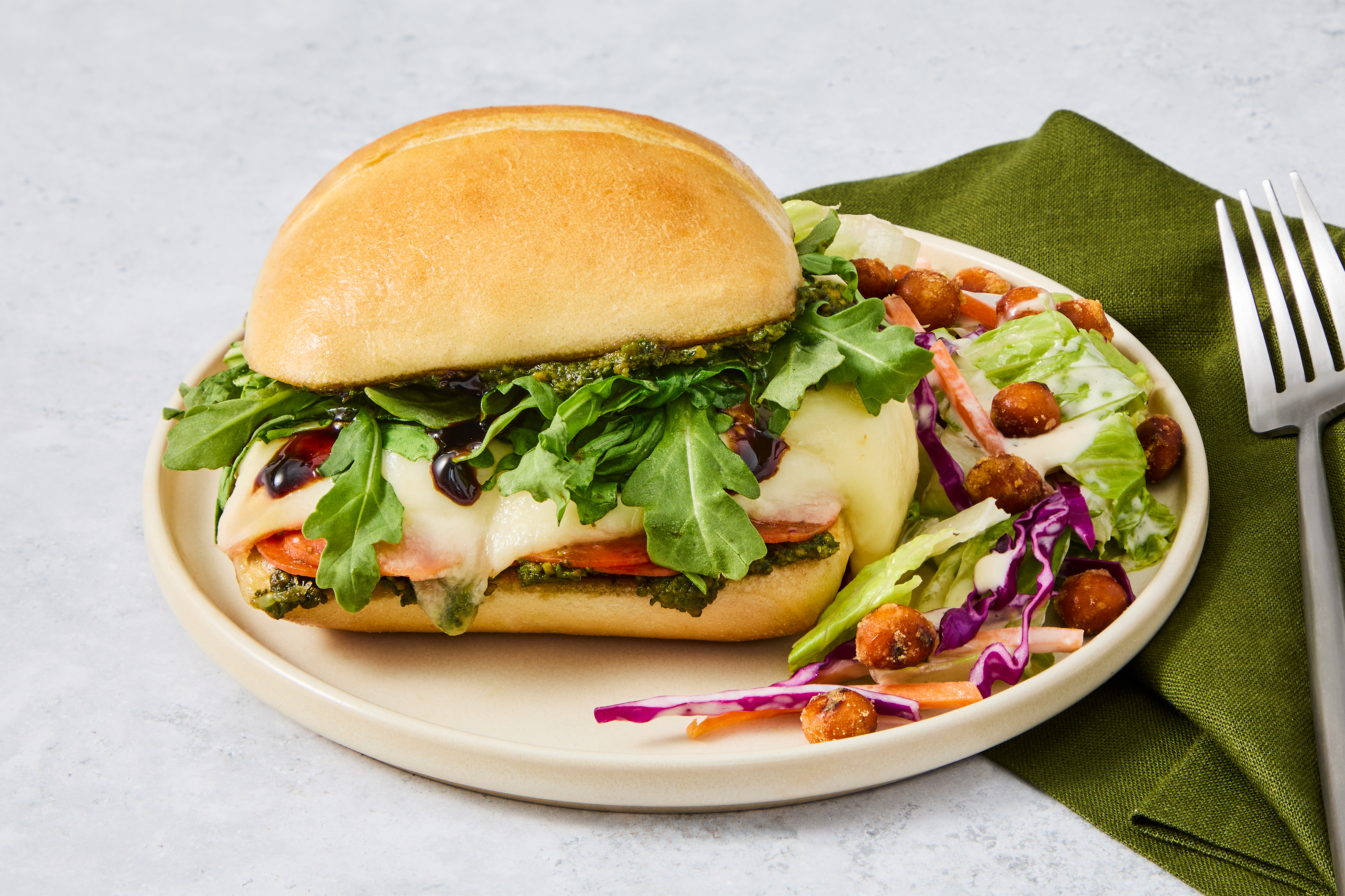 Low-Lift Cheesy Pesto Pepperoni Sandwiches