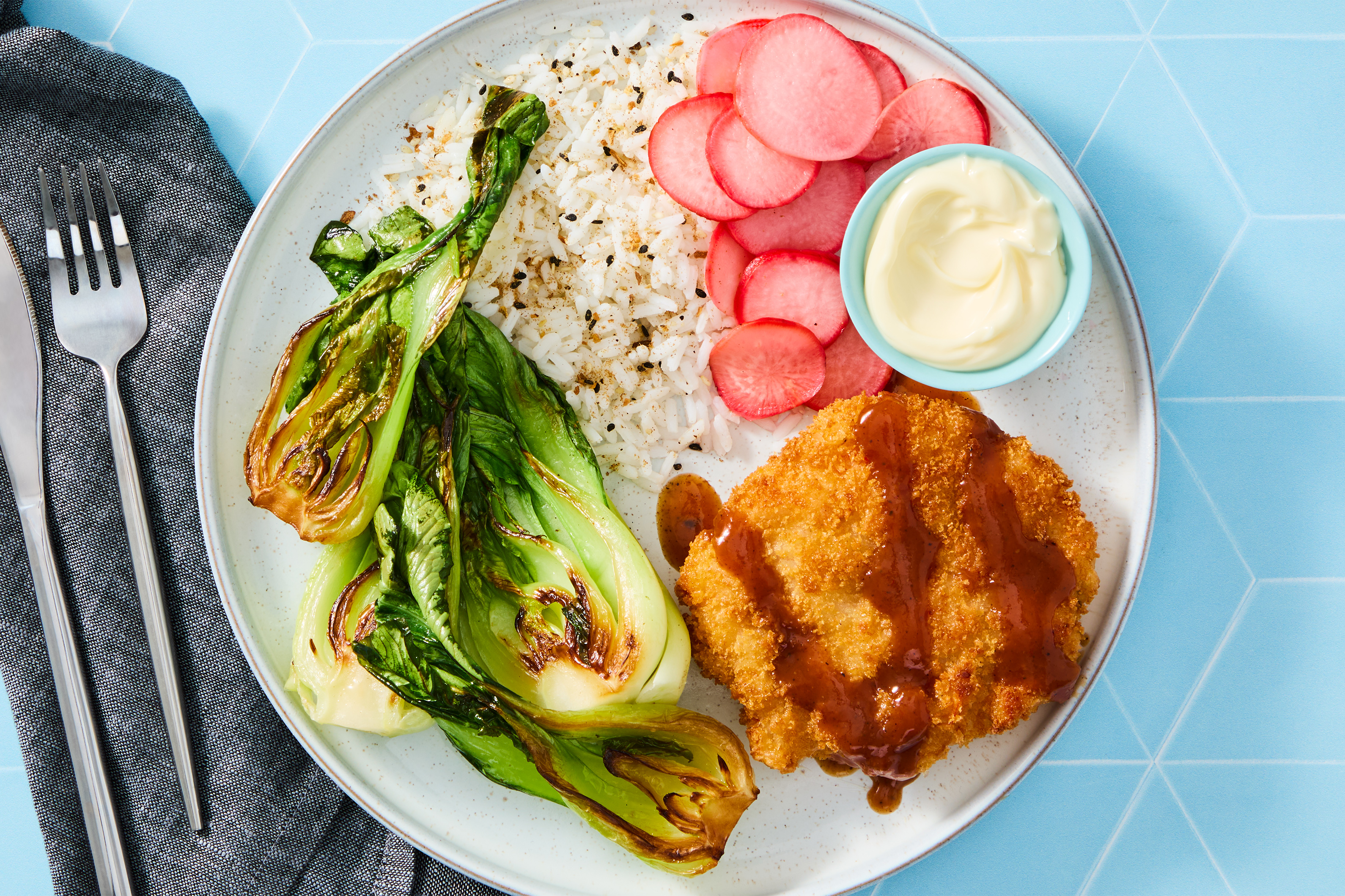 Shrimp Katsu with Sesame Ginger Crunch Rice
