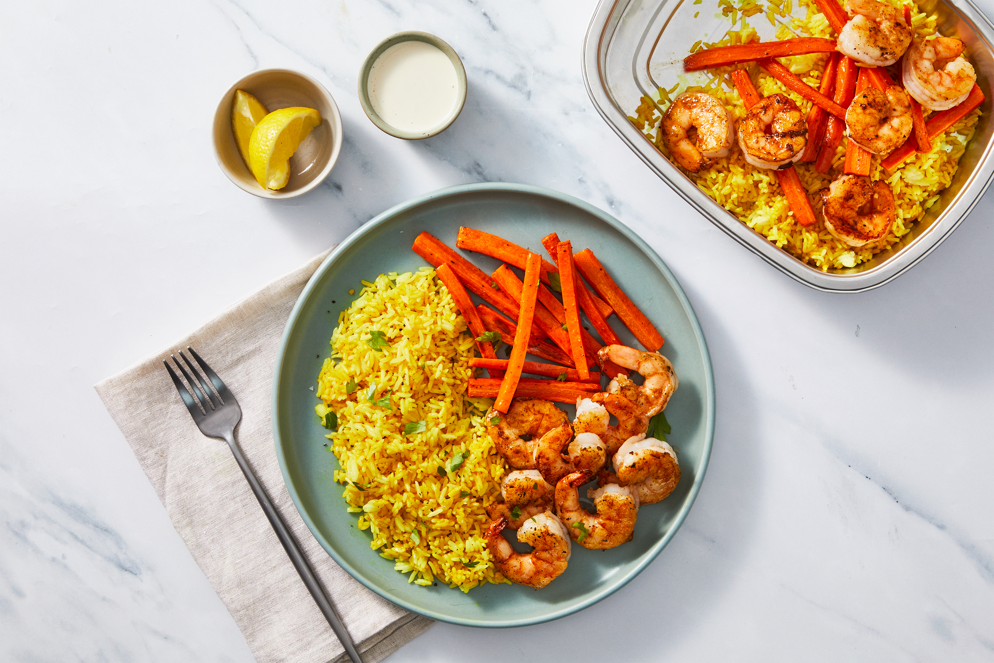 Prep & Bake Spiced Shrimp with Turmeric Rice