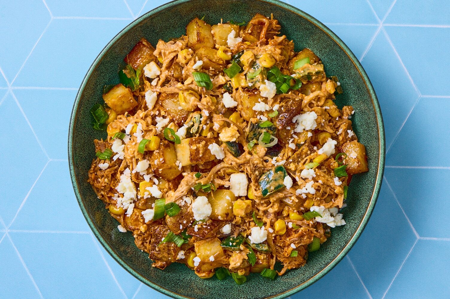 One-Pan Mexican Street Corn & Pulled Pork Hash