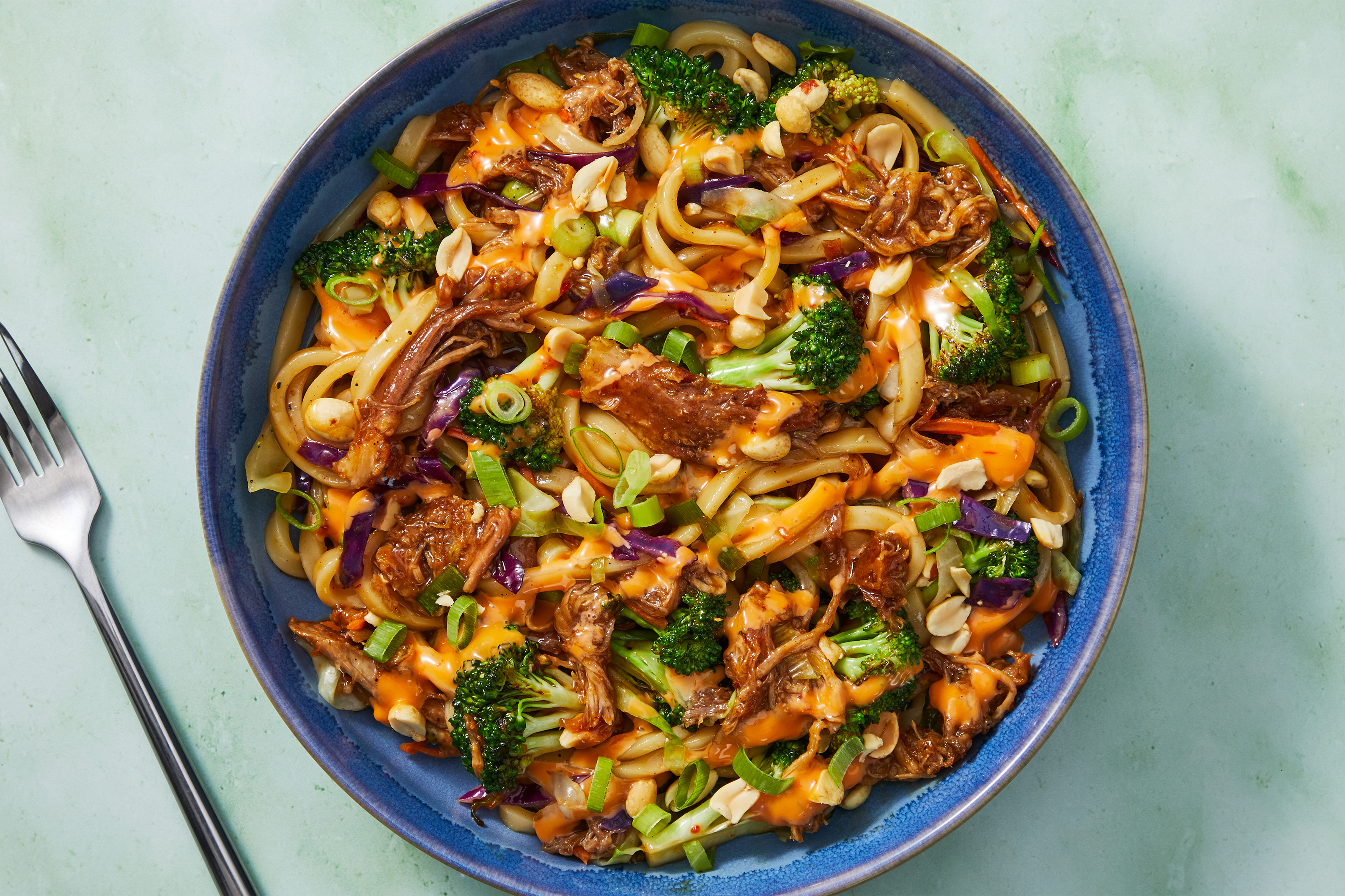 Low-Lift Pulled Pork & Broccoli Udon Stir-Fry