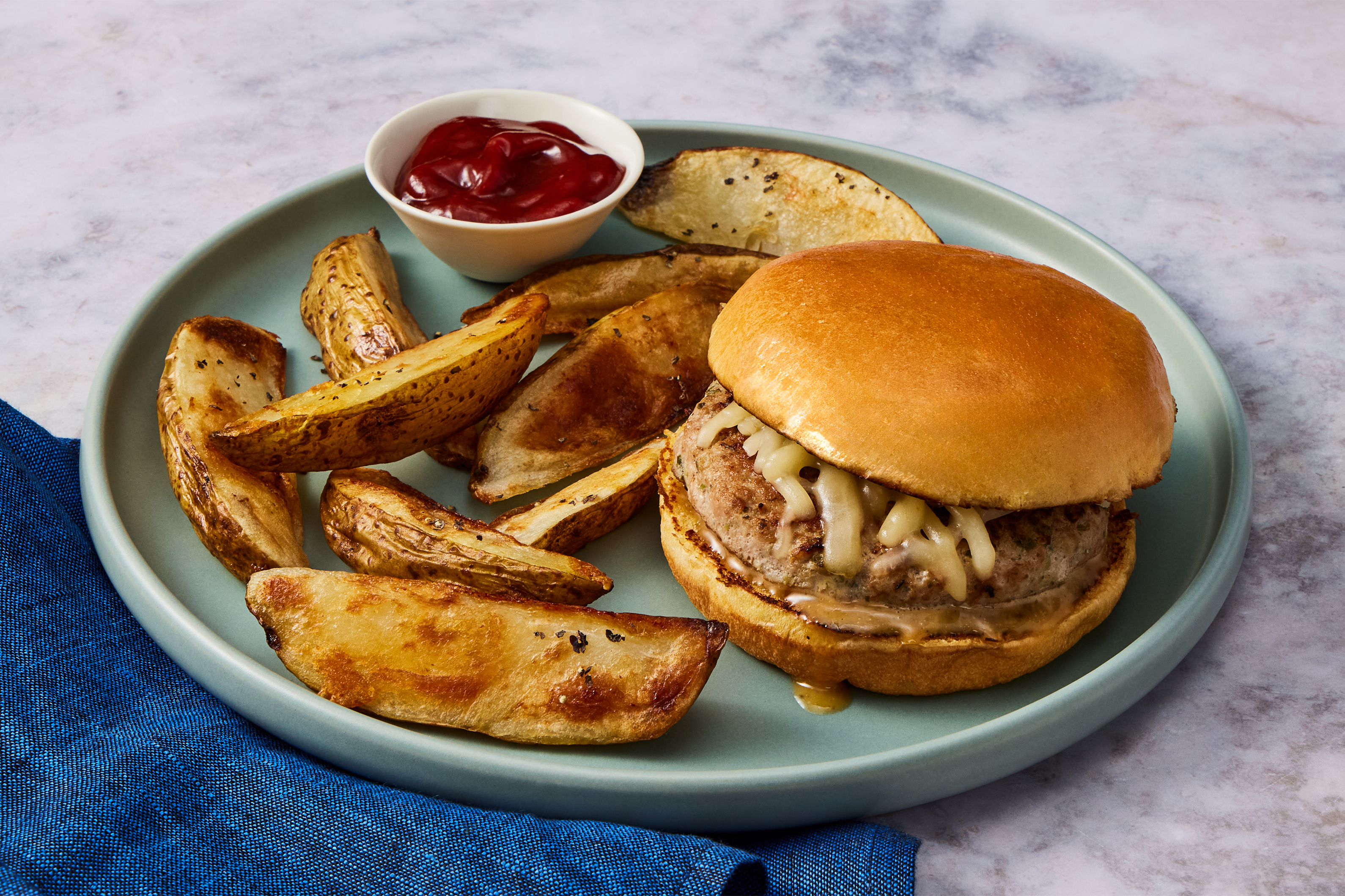 Dumpling-Inspired Turkey Cheeseburgers