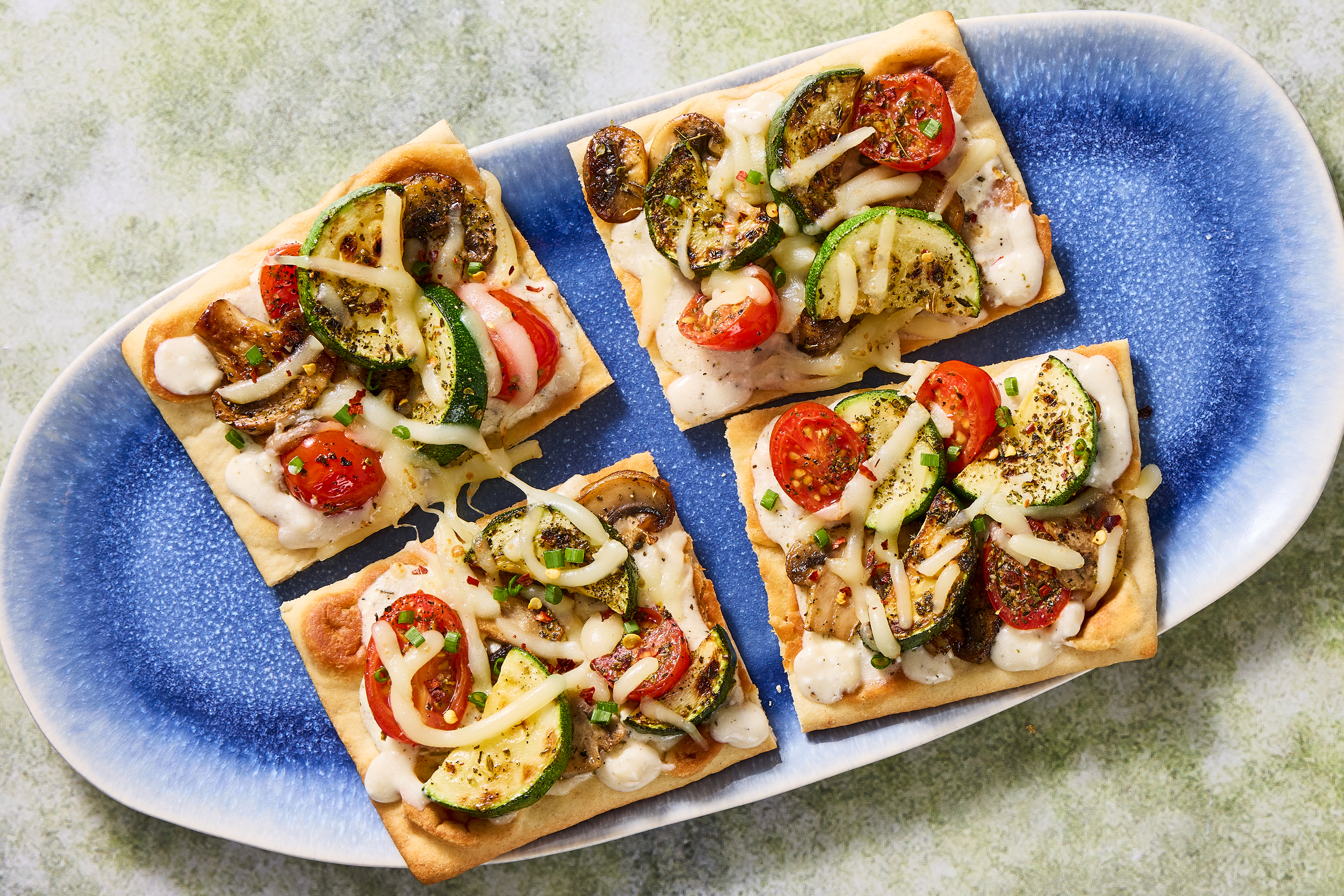 Bacon, Mushroom & Zucchini Flatbreads