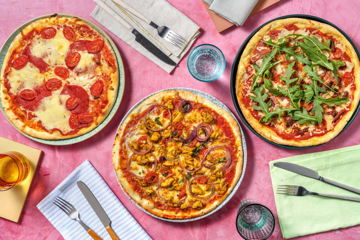 Pizza Party: Salami, Chawarma de Poulet, au Prosciutto Crudo 