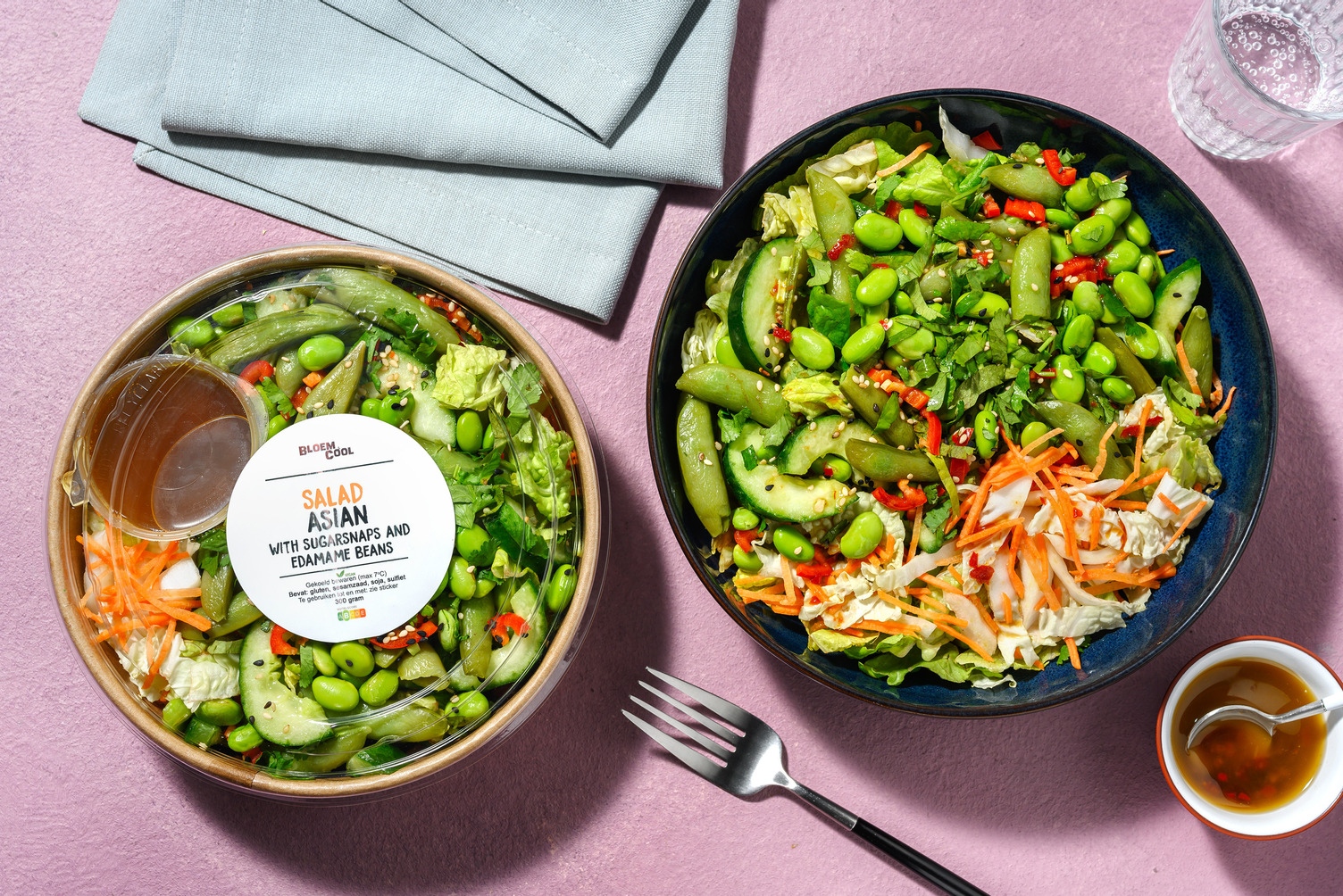 Aziatische salade met sugarsnaps & edamame