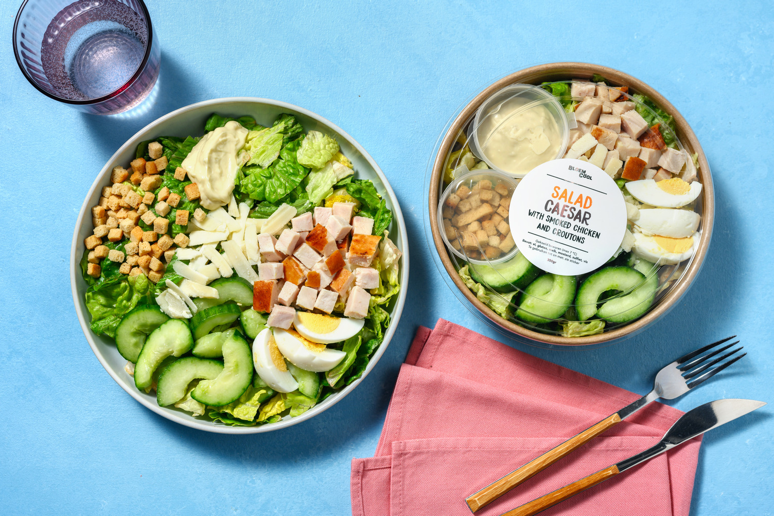 Caesarsalade met gerookte kip