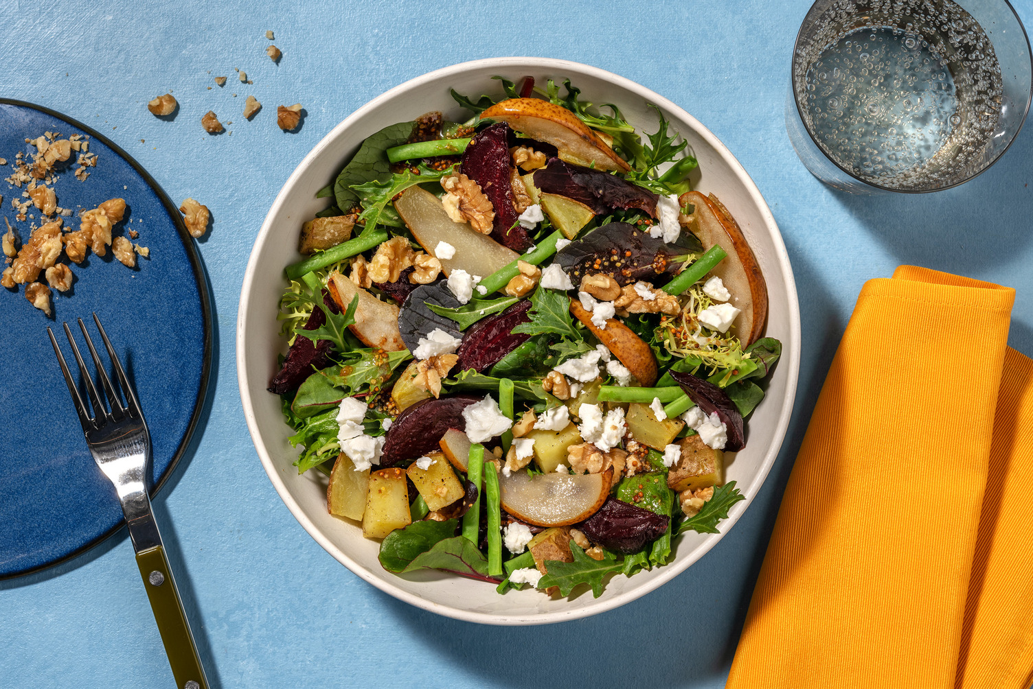 Roasted Pear, Beetroot & Greek Style Cheese Salad