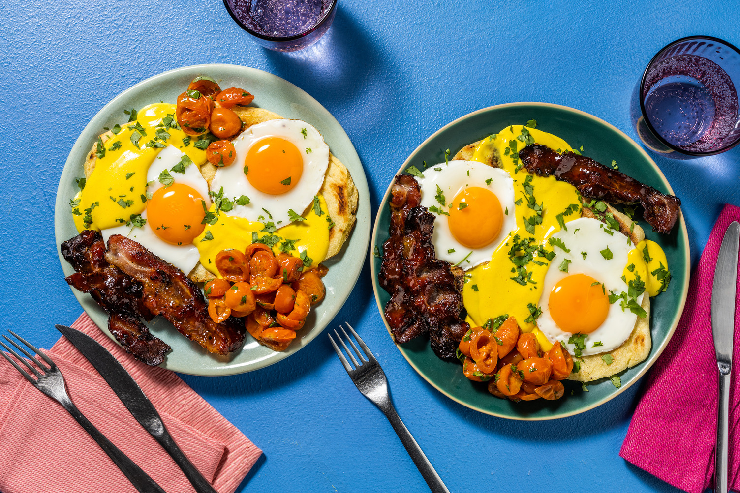 Indian Style Eggs Benedict on Naan Bread