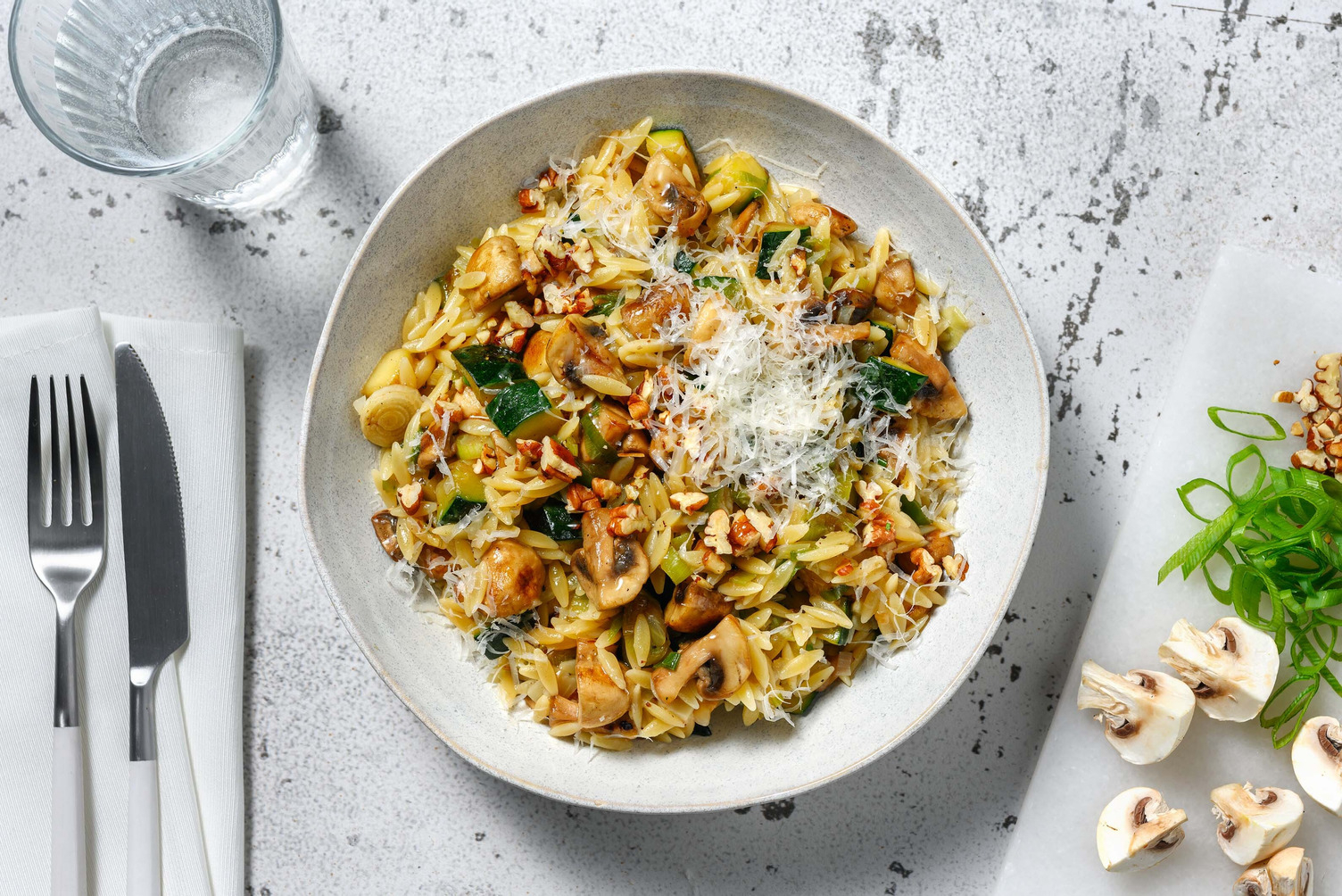 Orzotto aux champignons et courgette