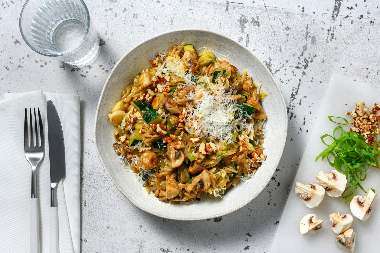 Orzotto met champignon en courgette