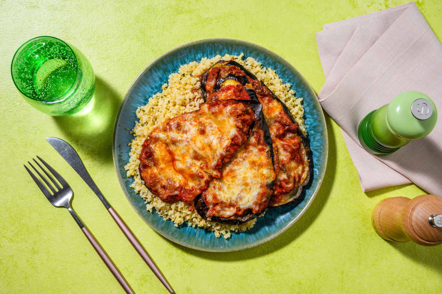 Berenjenas gratinadas con carne de ternera