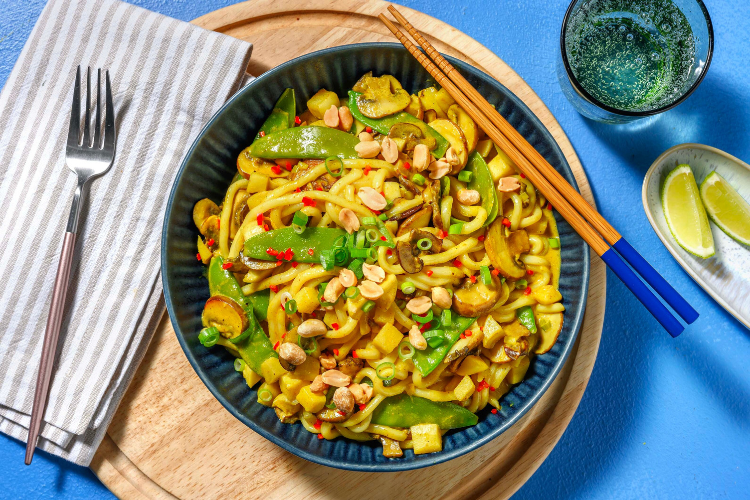 Noedels met pastinaak in curry-kokossaus