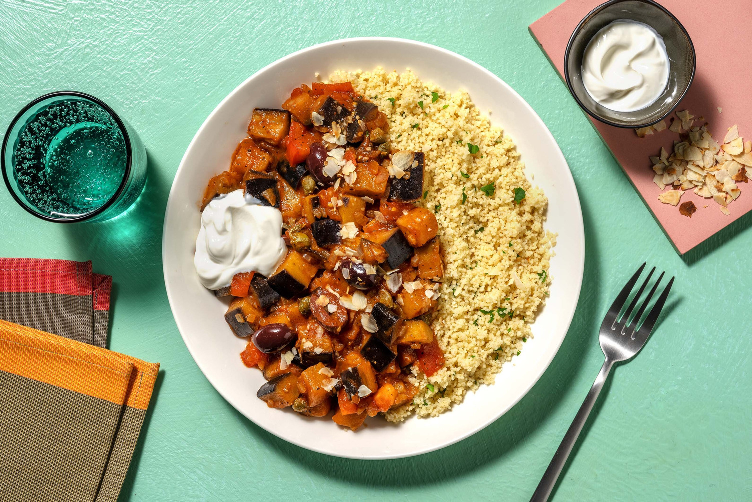 Caponata! Auberginenpfanne mit Couscous