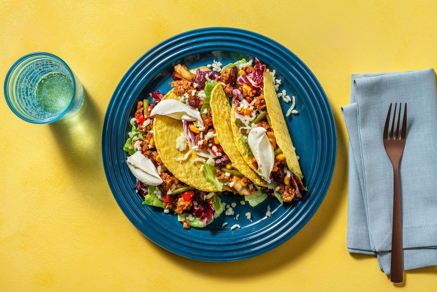 Tacos croquants au poulet haché