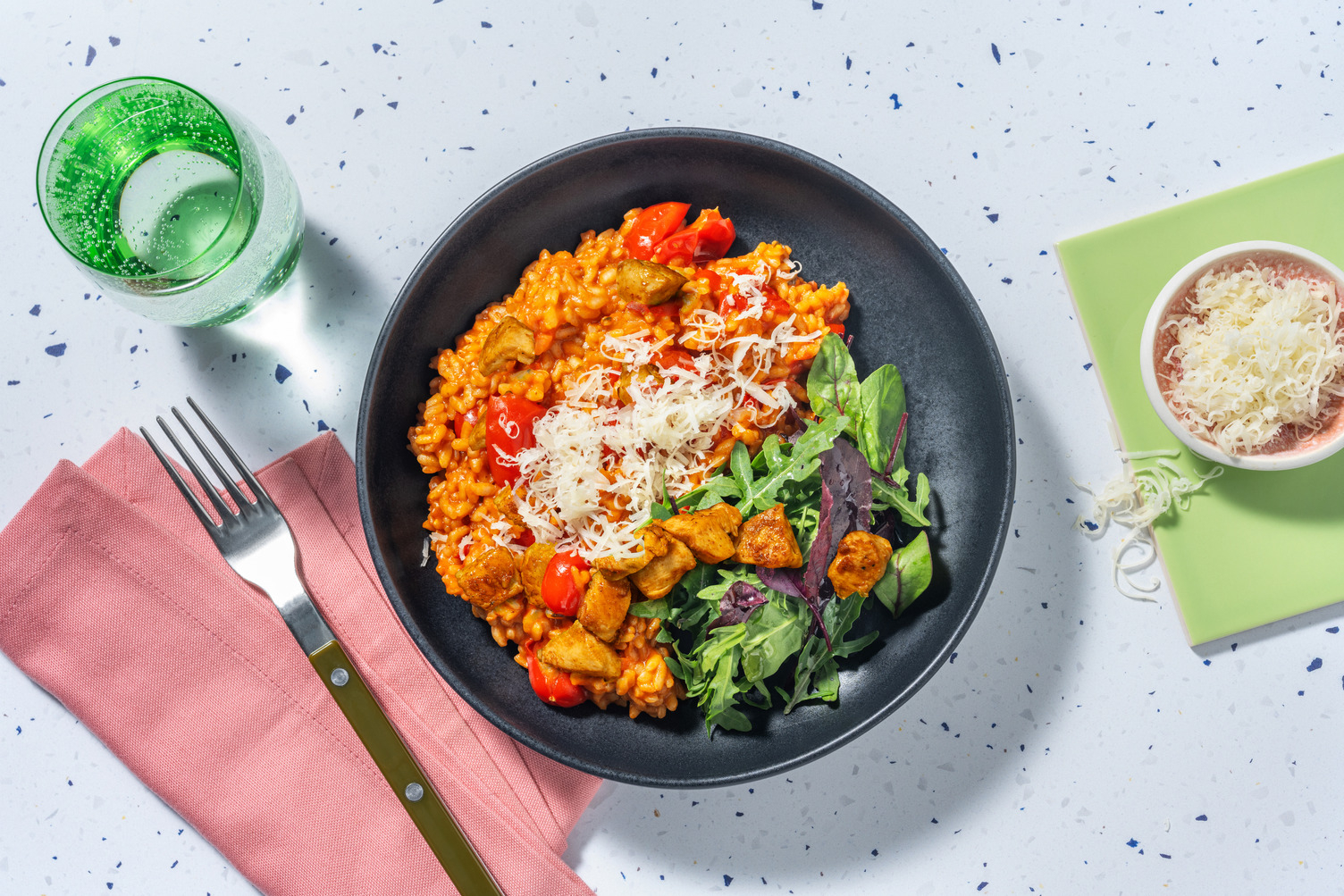 Super Cheesy Oven-Baked Chicken and Tomato Risotto