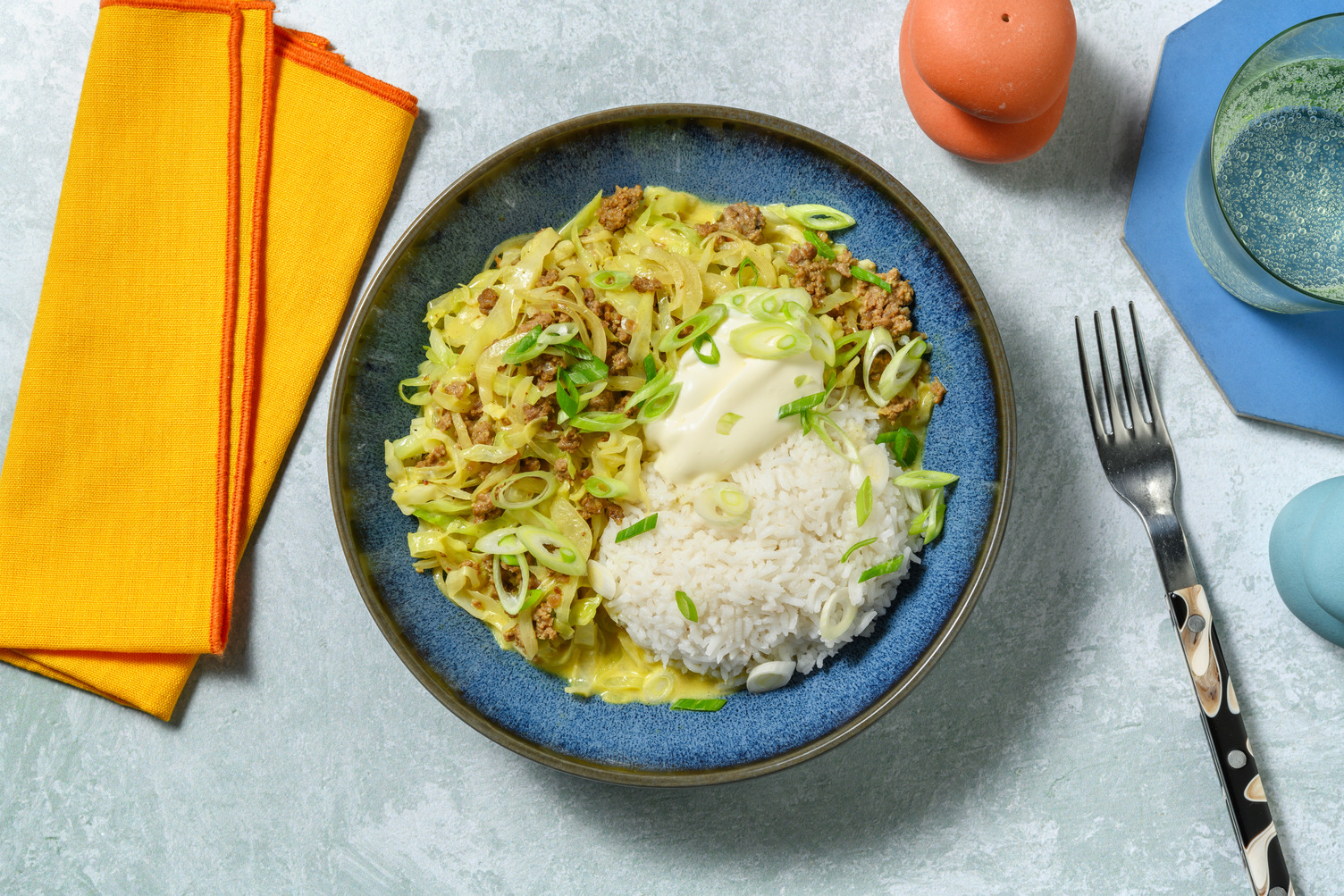 Goldene Currypfanne mit Hack vom Weiderind