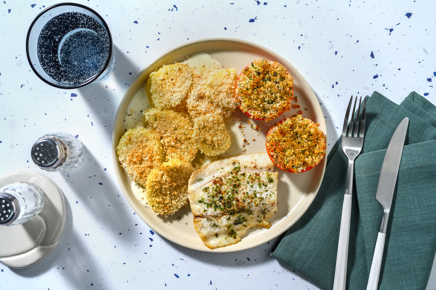 Merluza al horno con especias italianas