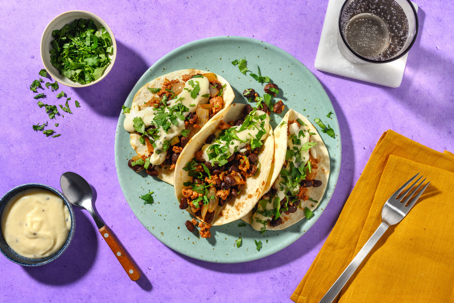 Tacos de cerdo con frijoles