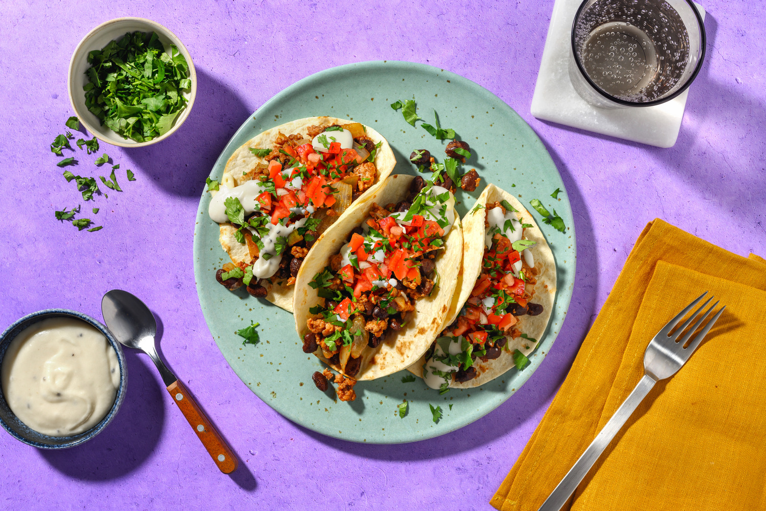 Tacos de cerdo con frijoles