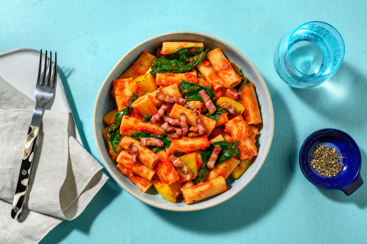 Bacon and Roasted Pepper Rigatoni