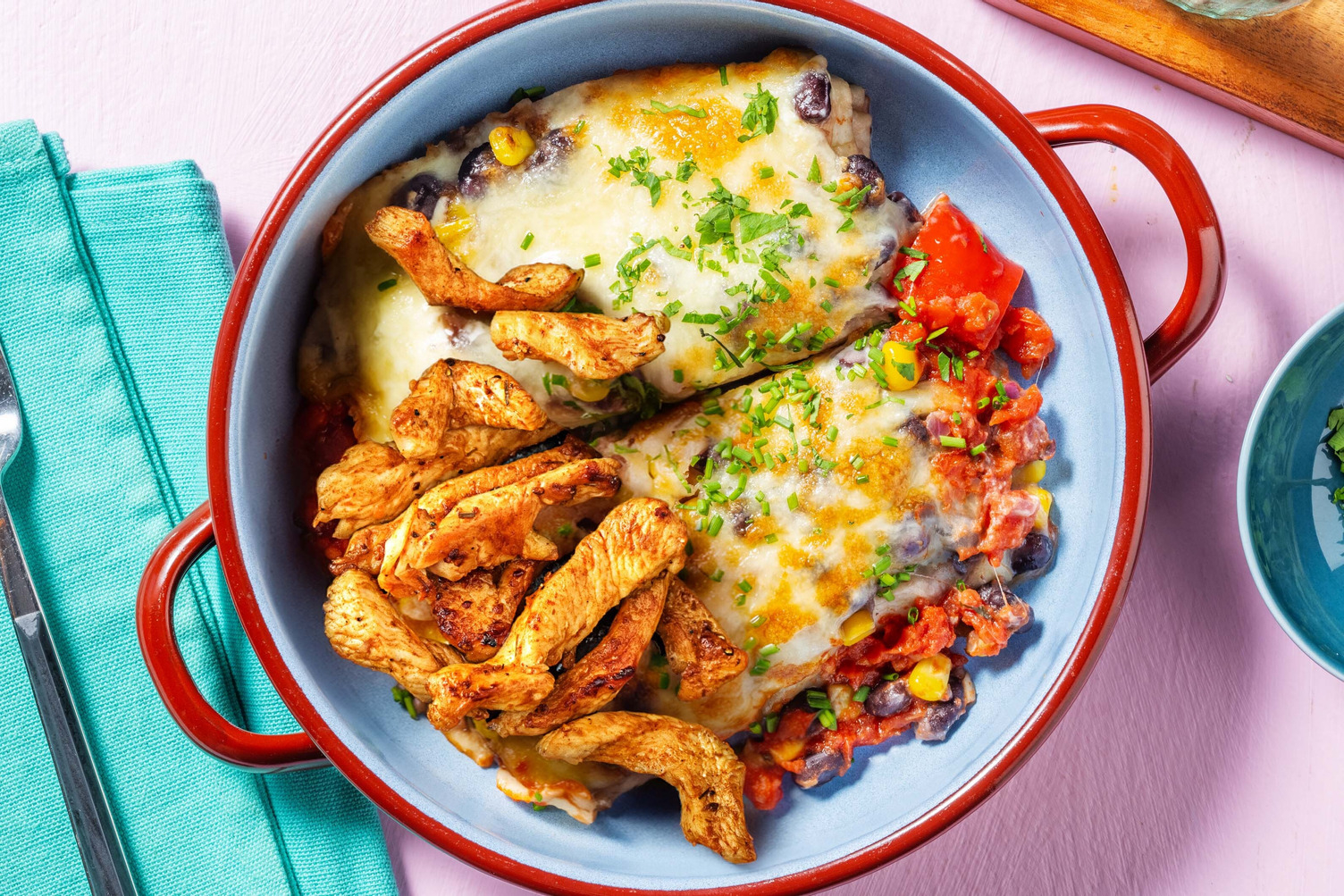 Enchilada Lasagne mit extra Bio-Hähnchenstreifen