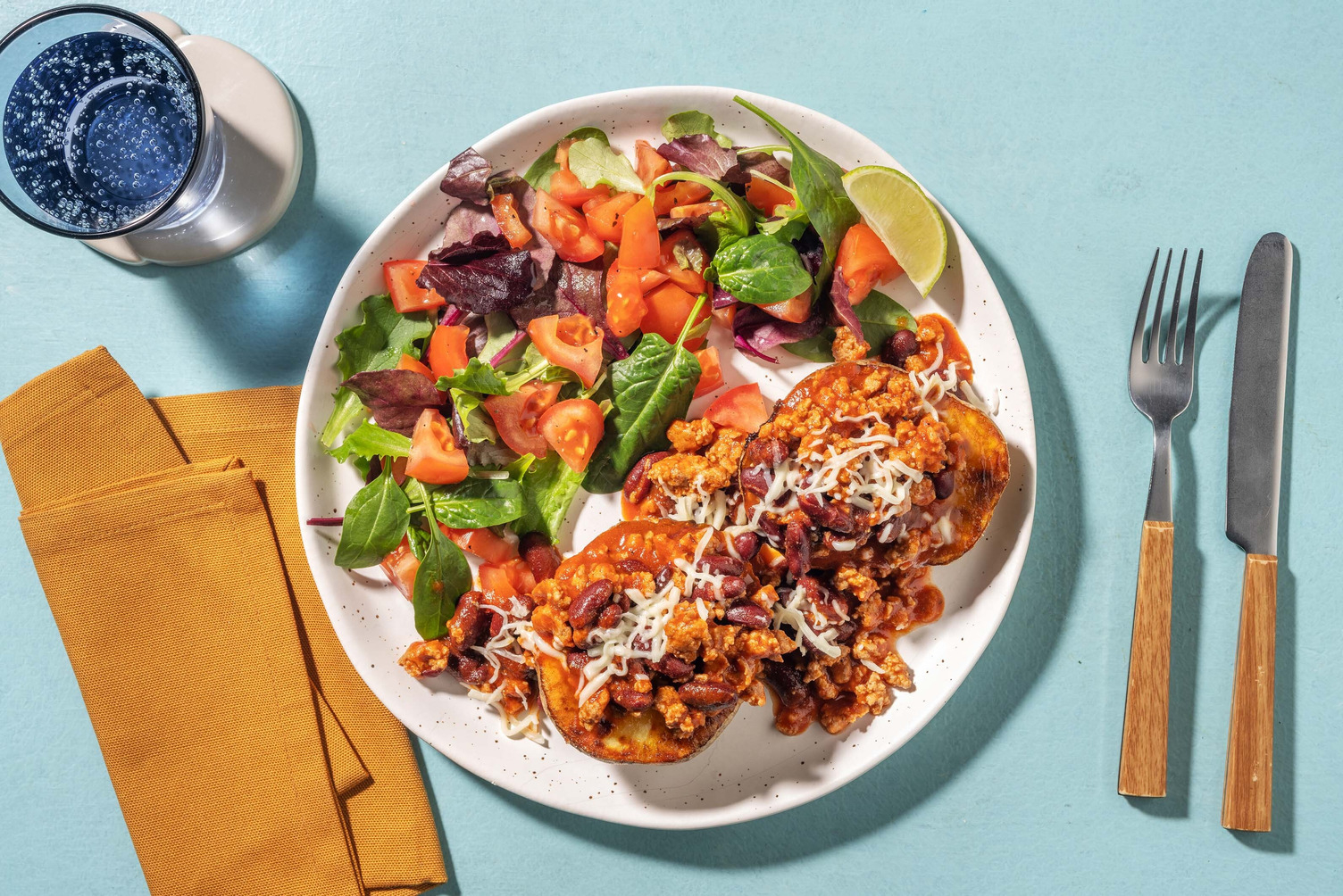 Cajun Pork Chilli Jacket Potato and Cheese