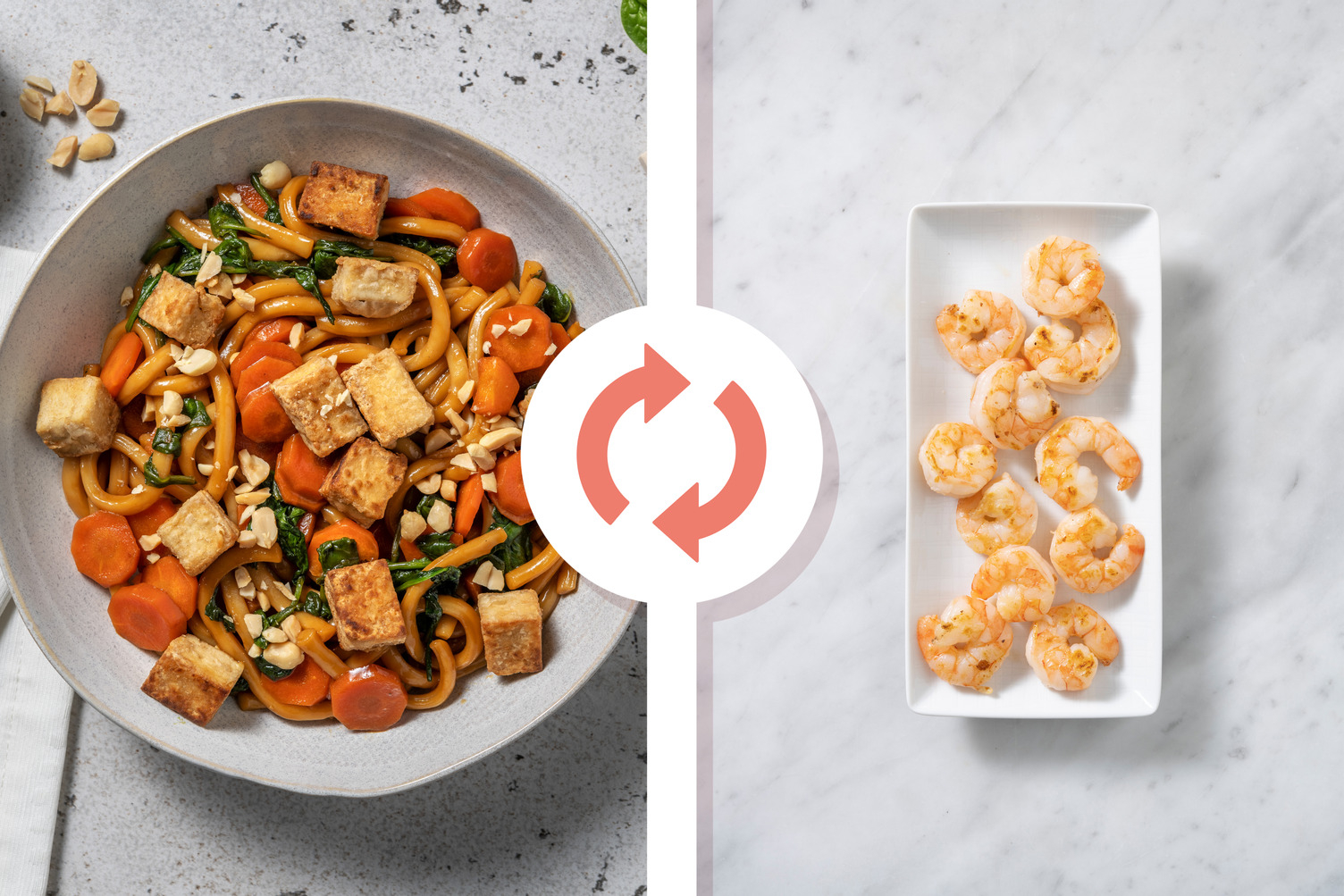 Noodles agli spinacini e gamberetti