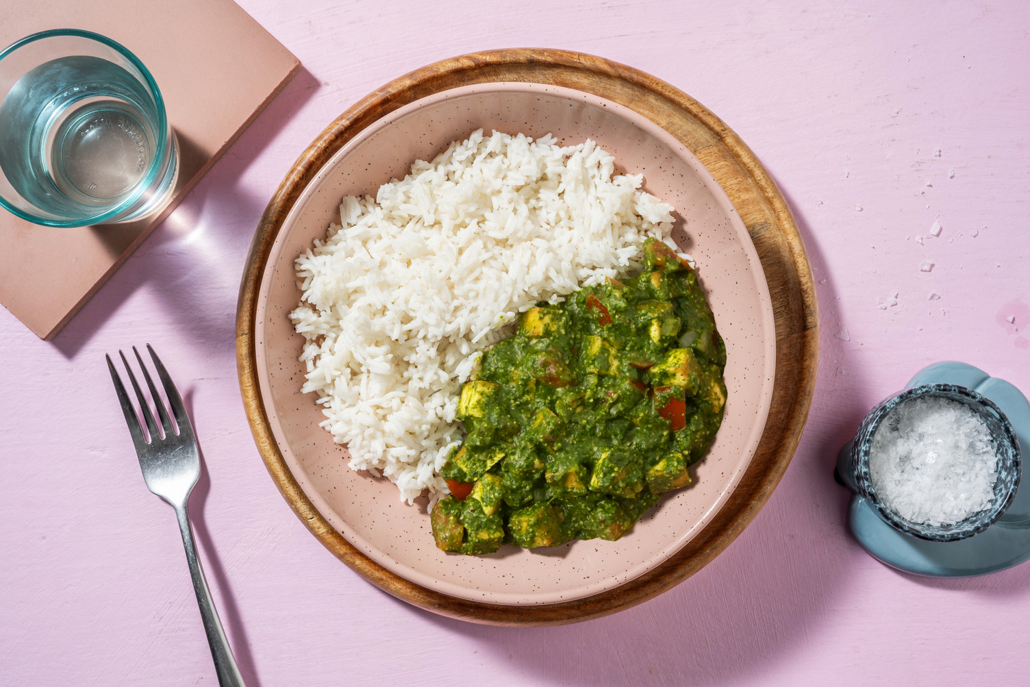 Palak casero de espinacas con tofu