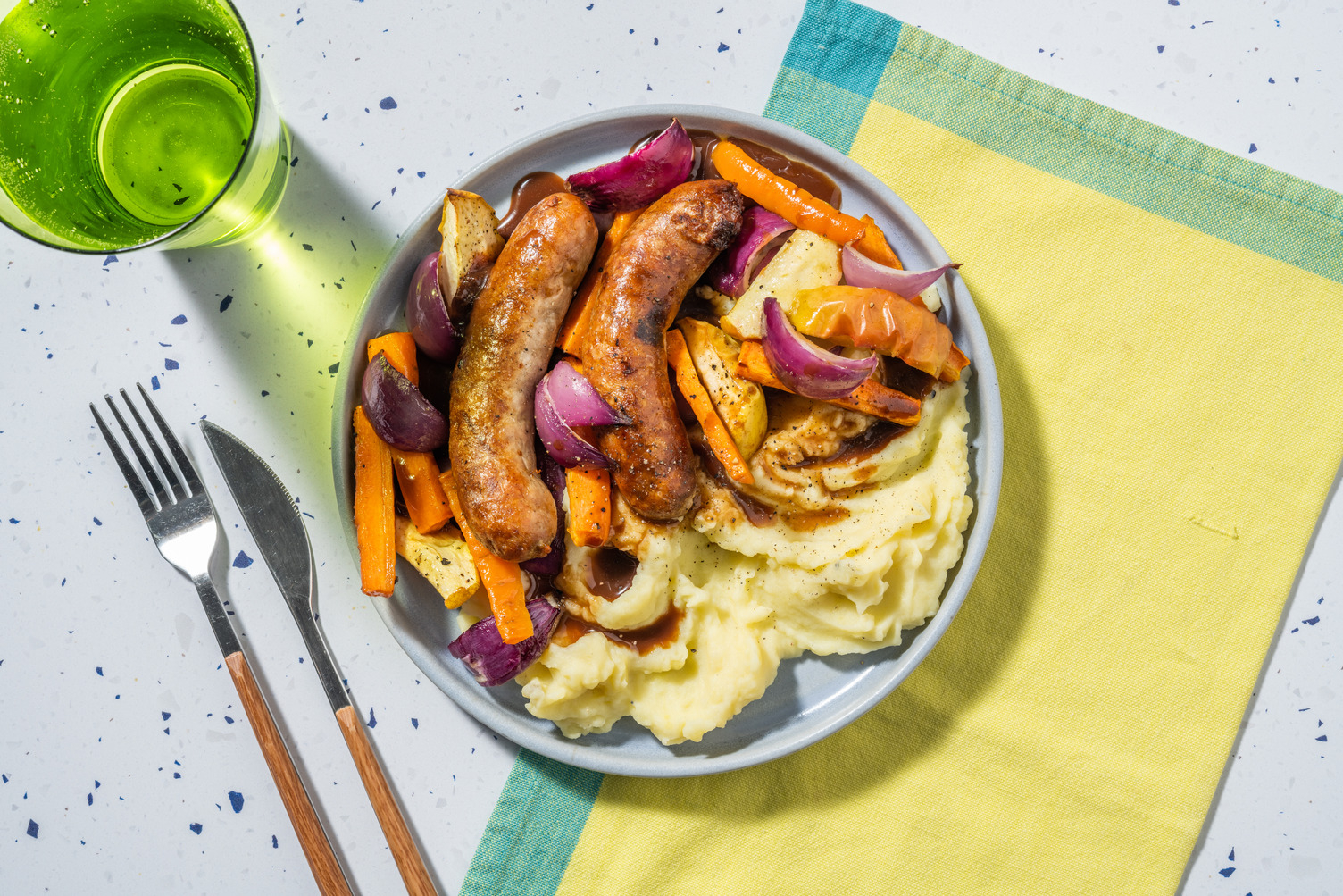 Sausage, Apple and Root Veg Traybake