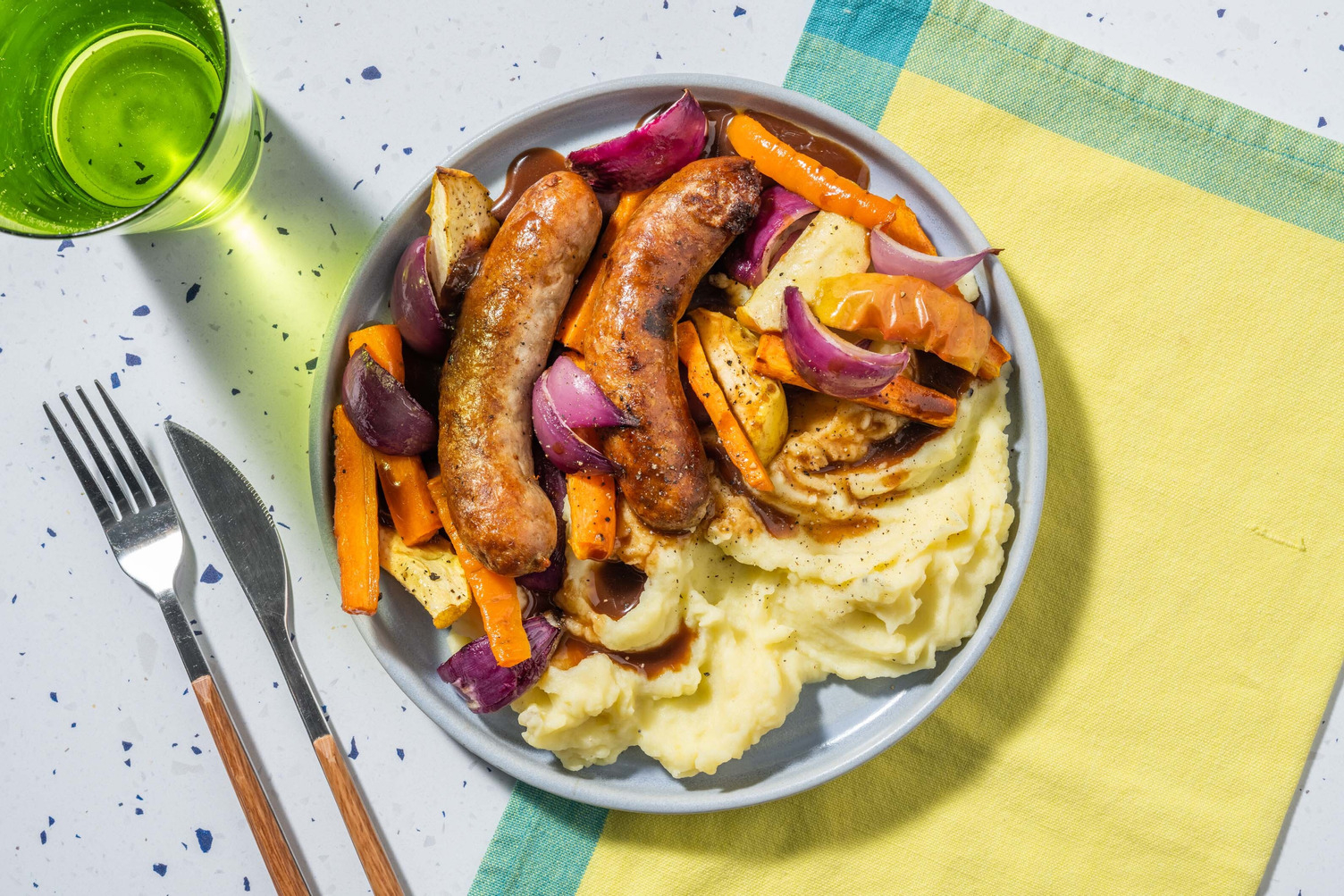 Sausage, Apple and Root Veg Traybake