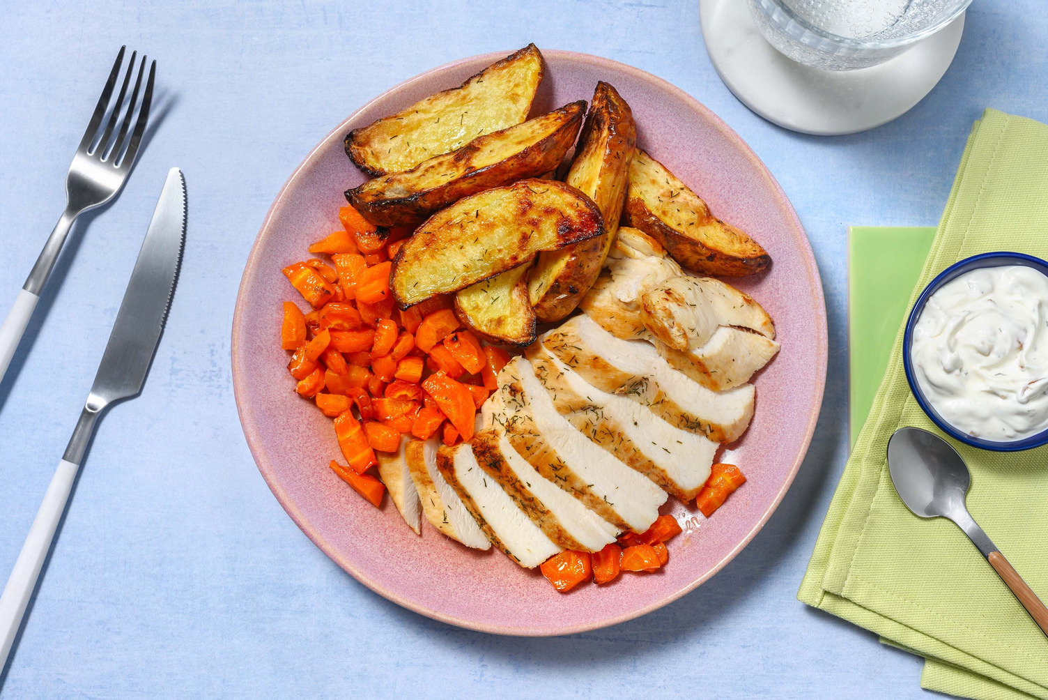 Hauts de cuisse de poulet et trempette façon soupe à l’oignon