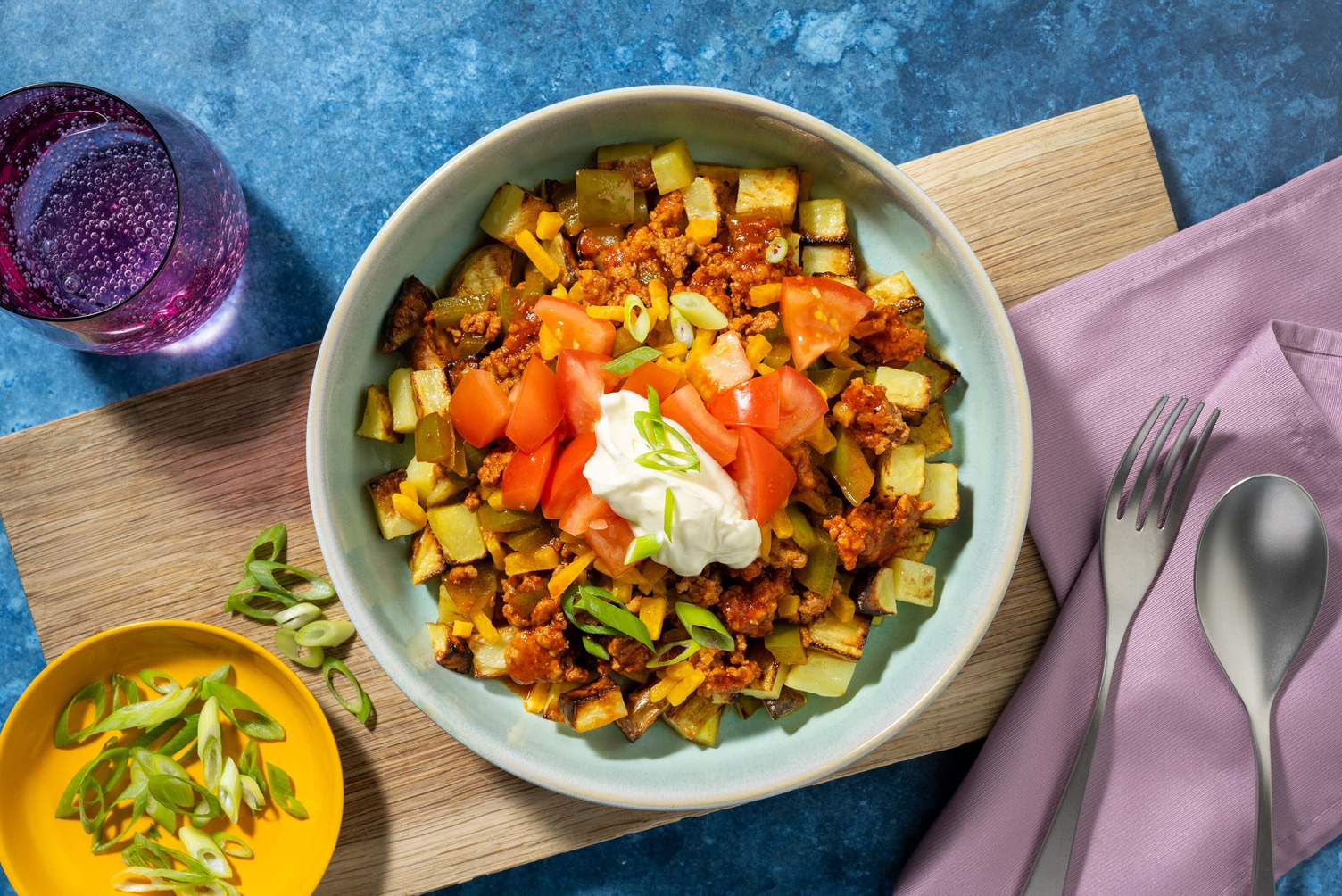 Chorizo Chili and Roasted Potato Hash Bowls