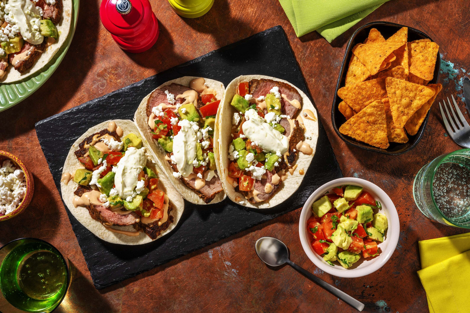 Tacos au double steak façon carne asada