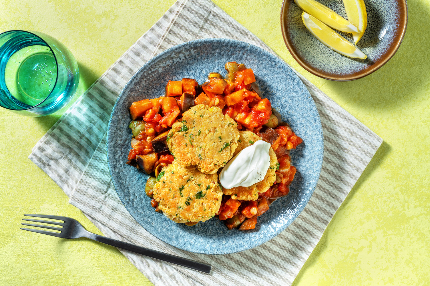 Panelle di ceci e caponata di melanzane