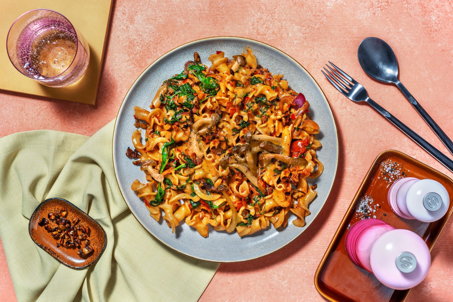 Gigli en sauce crémeuse aux champignons épicés