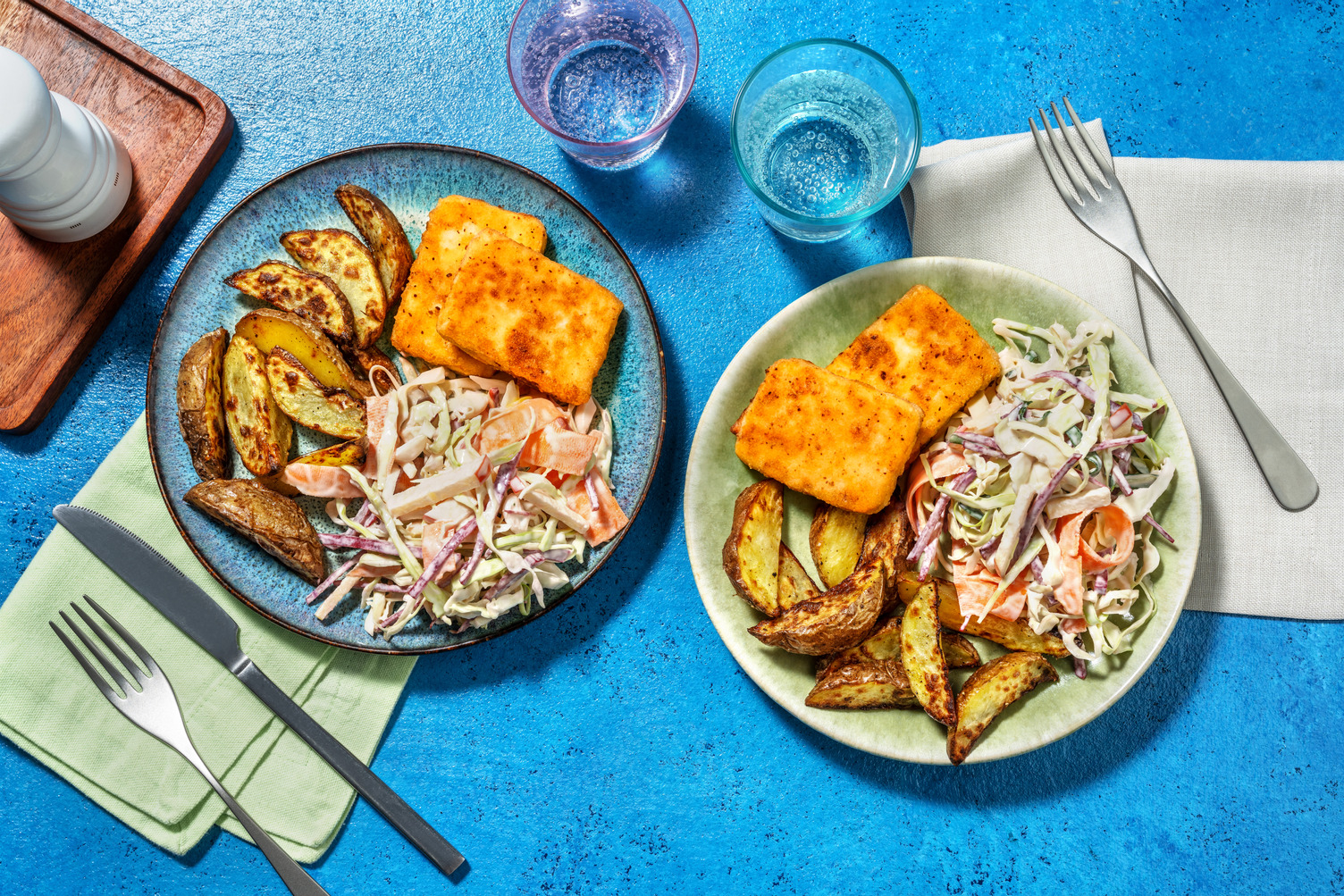 Ost- och pankopanerad halloumi