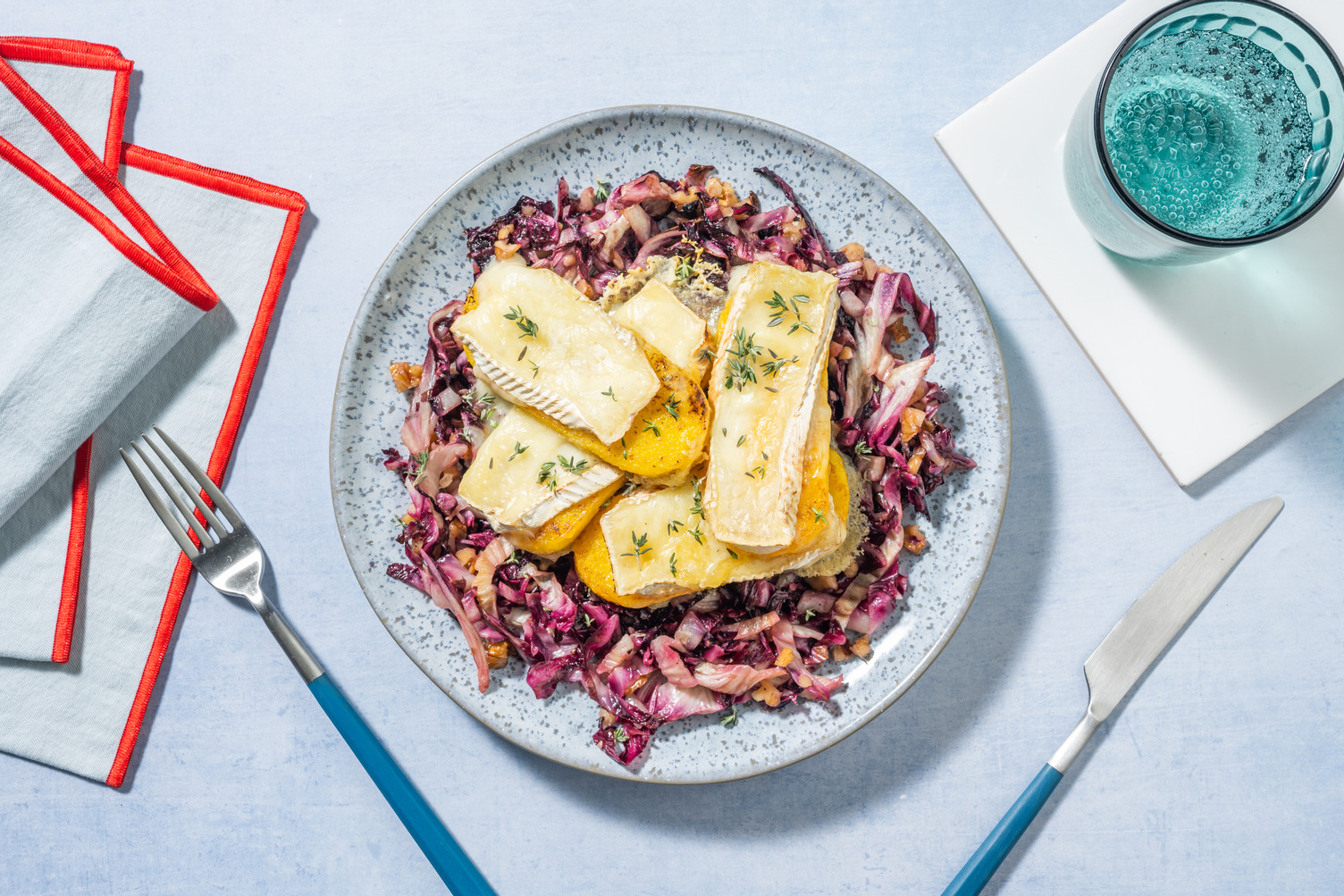 Polenta grigliata con radicchio taleggo e noci