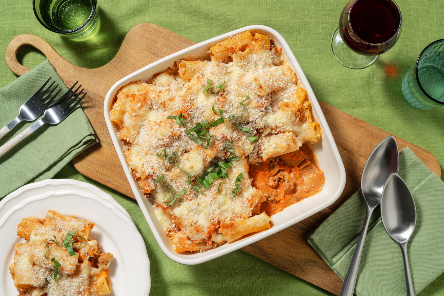 Farfalle-Auflauf mit doppelt Bio-Rinderhack
