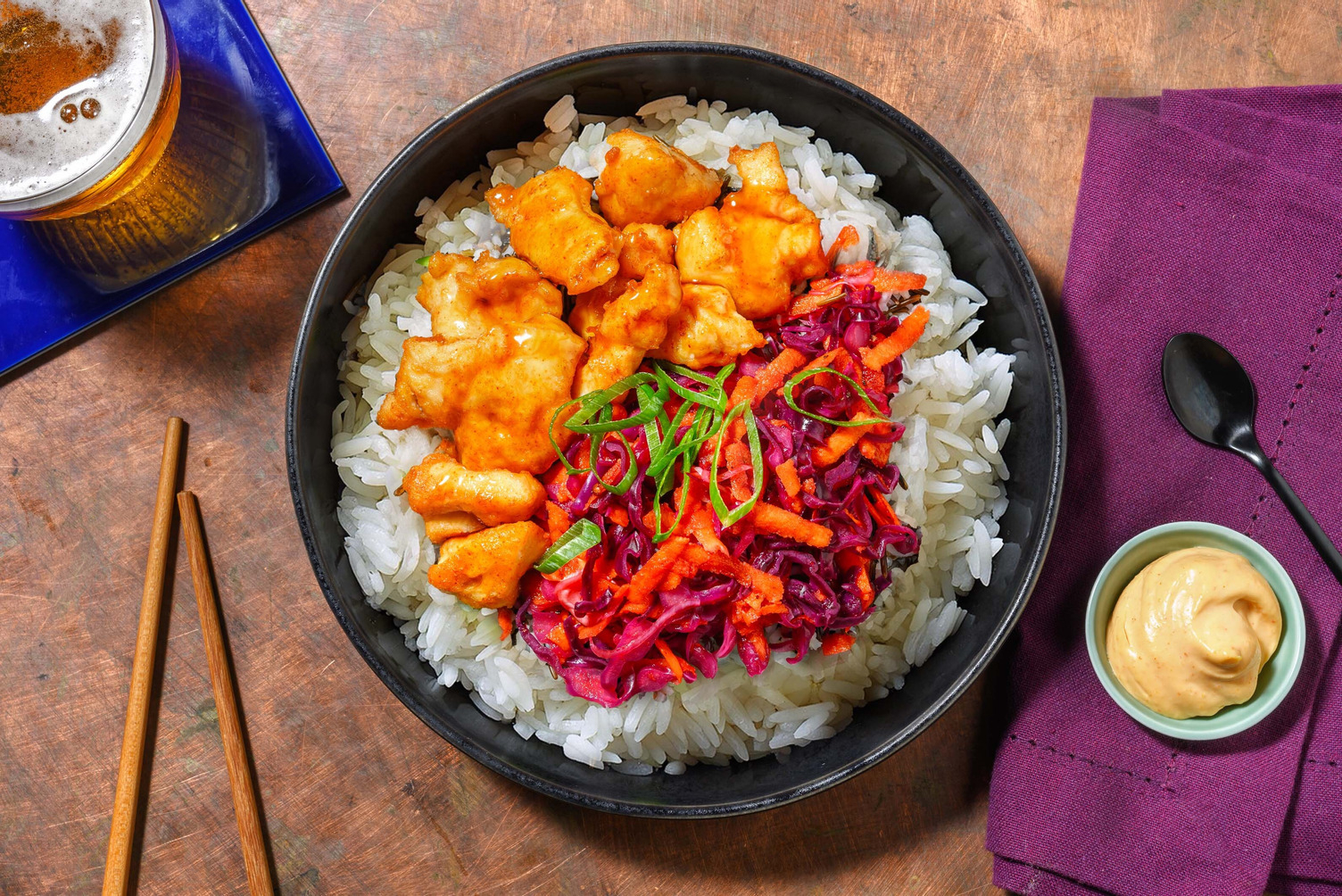 Japanese Karaage Bowl mit frittiertem Poulet