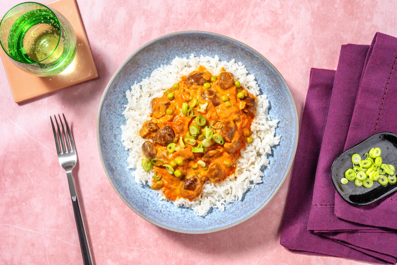 Pea and Mushroom Rogan Josh with Paneer