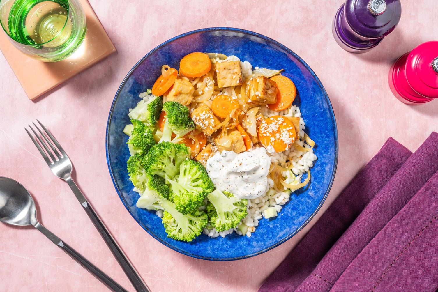 Tempehbowl met gember-honingglazuur