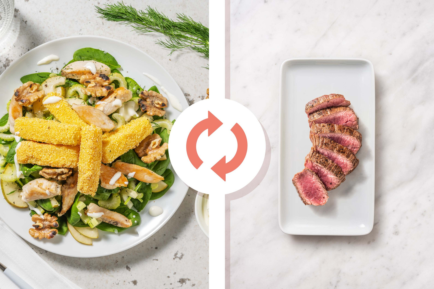 Insalata di manzo, pera e noci