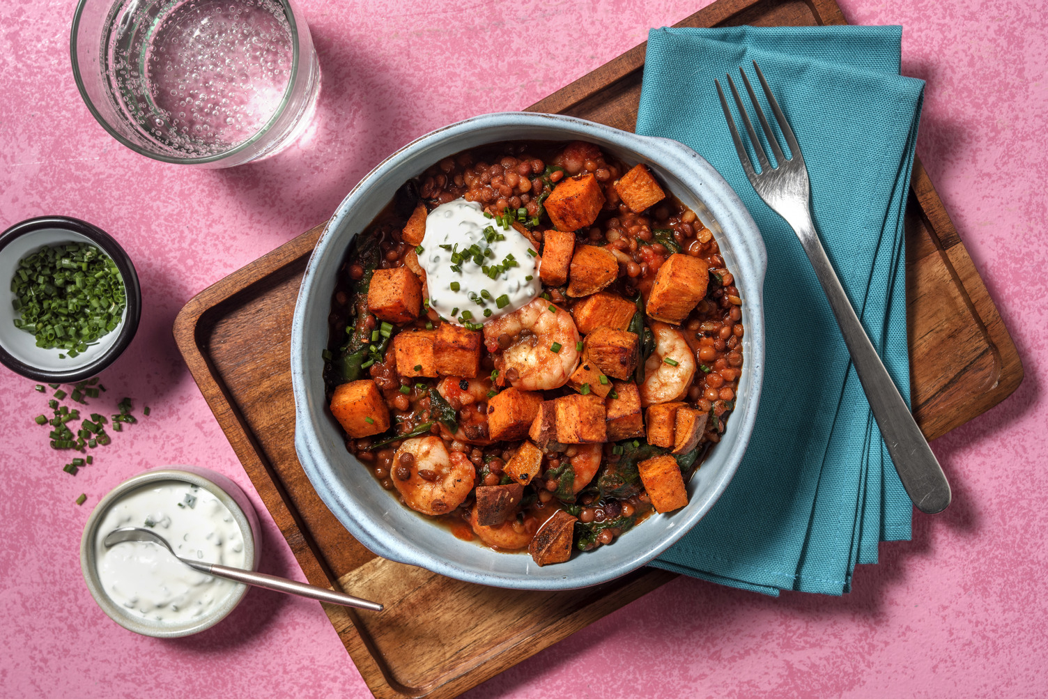 Lentejas con langostinos al estilo marroquí