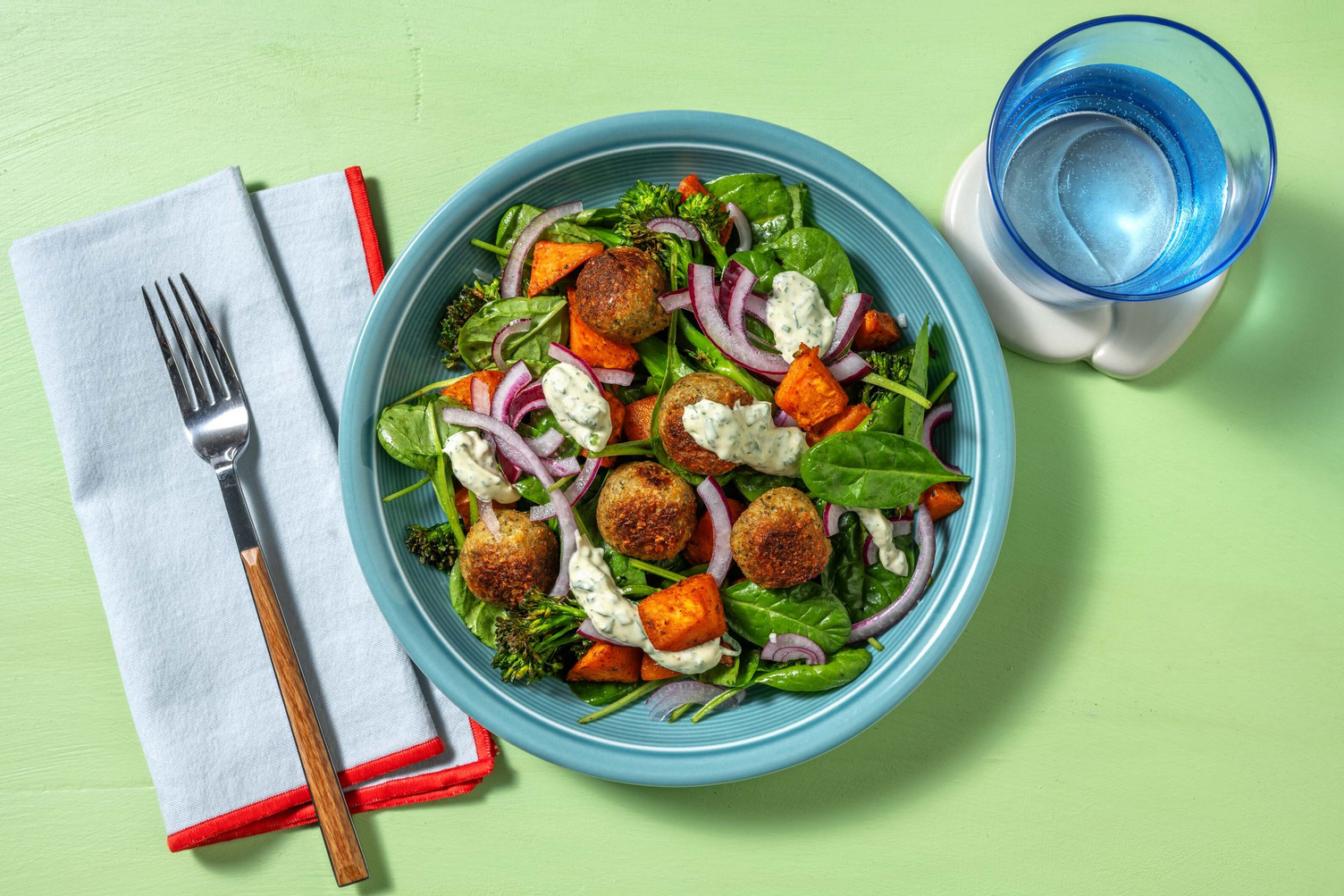 Falafel met geroosterde groenten